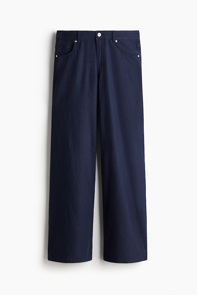 Weite Hose aus Leinenmix - Marineblau - 1