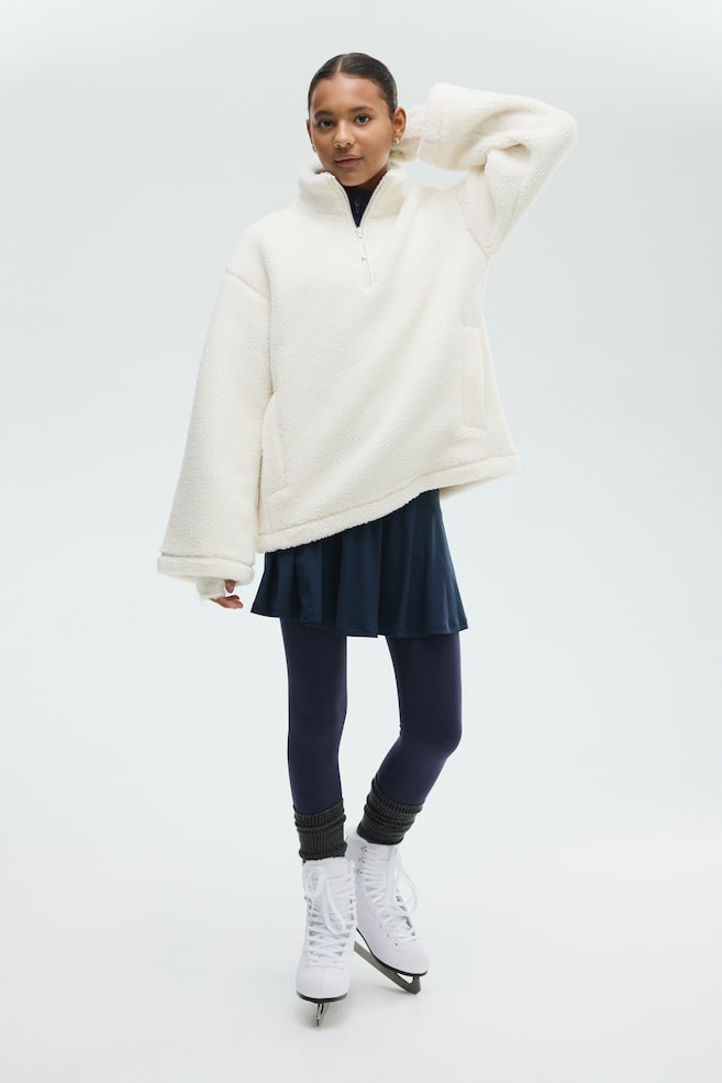 Sportshirt aus Teddyfleece-Weiß - 4