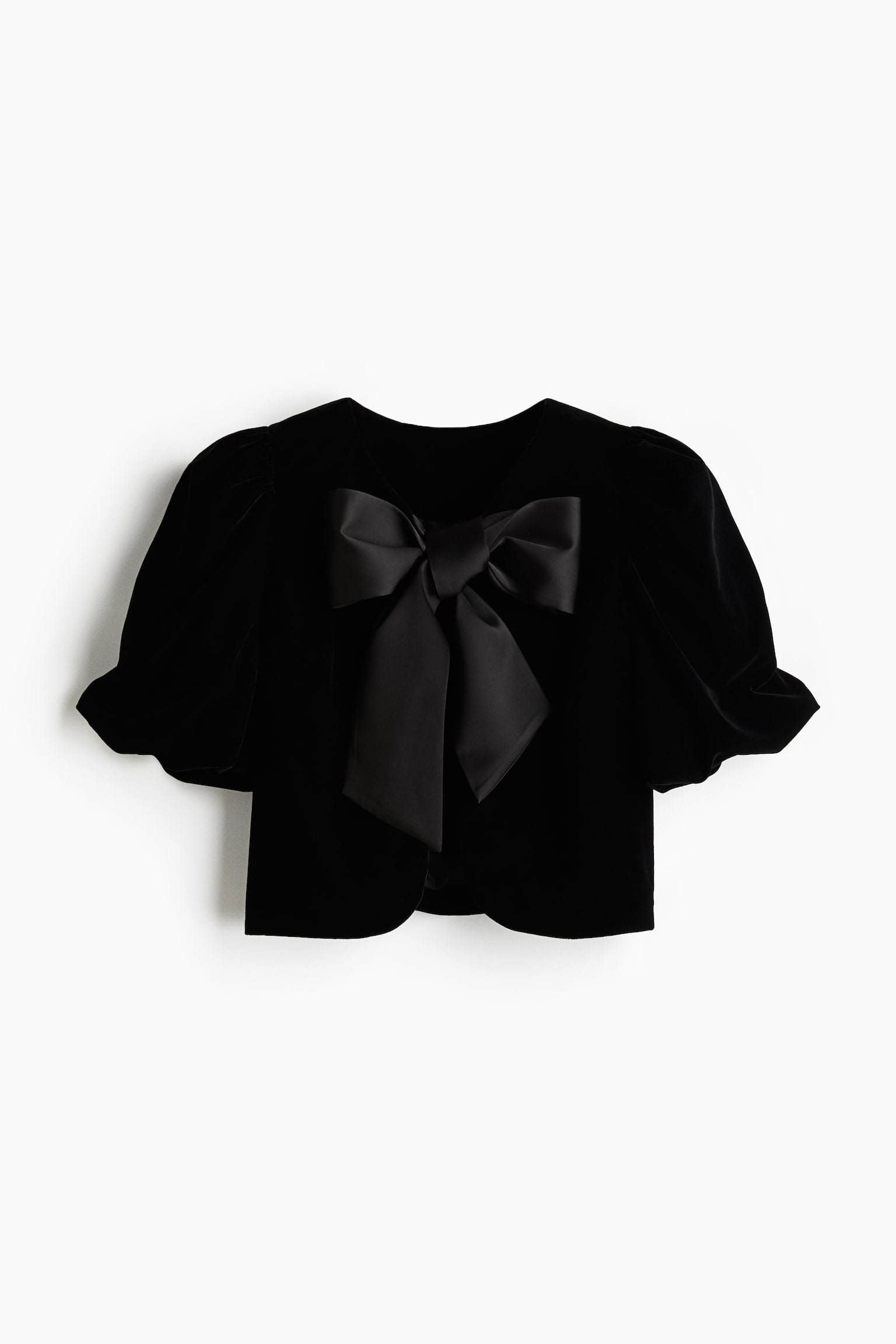 Женский топ H&M Puff-Sleeved Top, цвет: Чёрный — фото 1