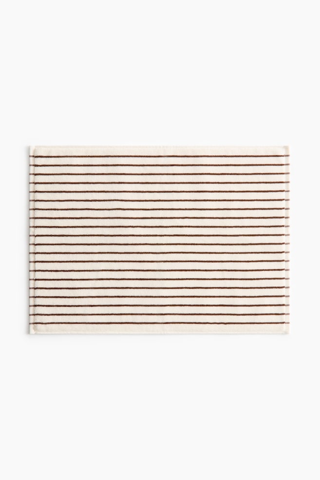 Cotton Terry Bath Mat - White/brown striped/Light blue/dark red striped/Light pink/burgundy striped/Light gray/blue striped - 1