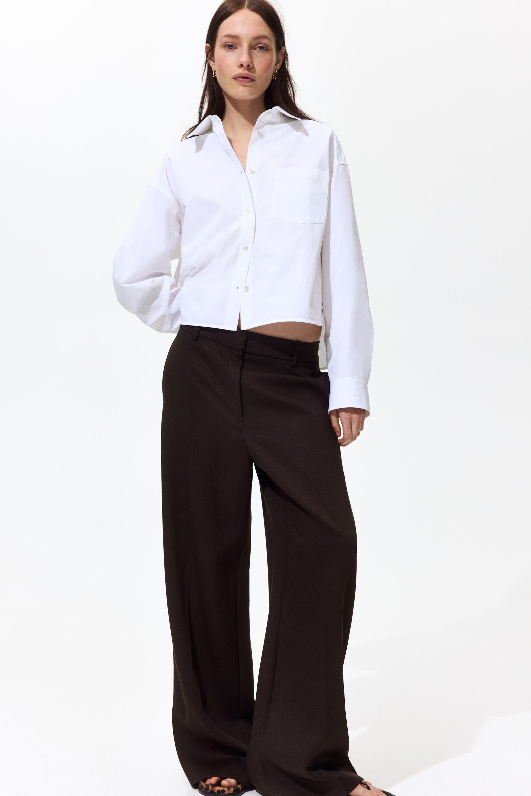 Wide-Leg Linen-Blend Pants