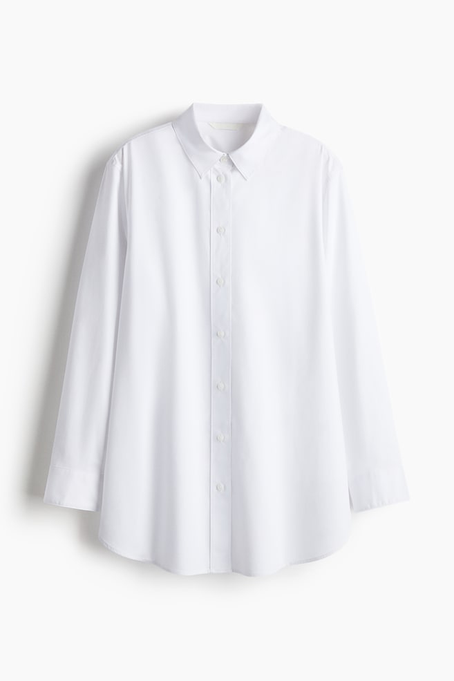 Oversized Cotton Shirt - White - 1