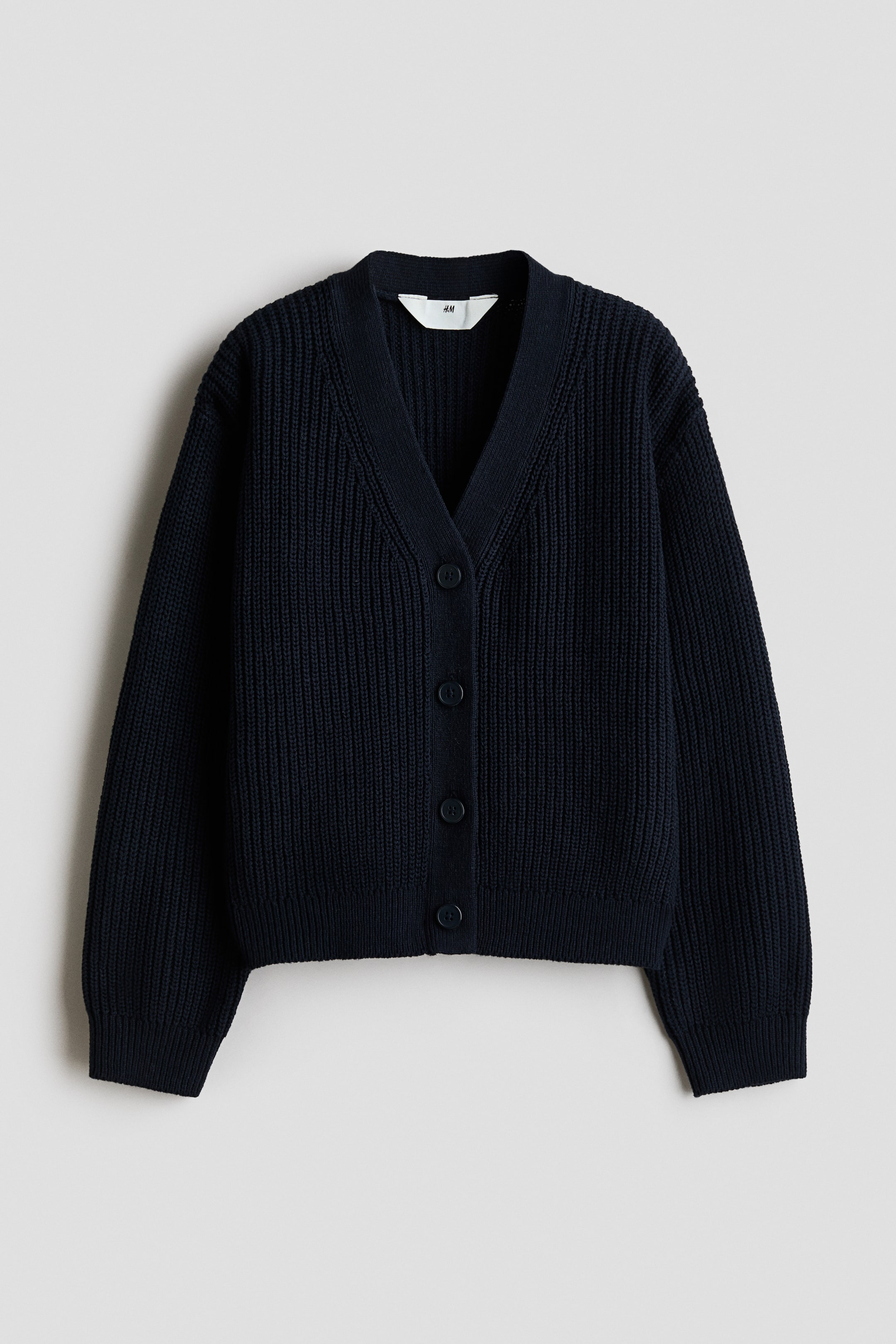 View larger image: Rib-knit cardigan - Navy blue - Kids | H&M 1