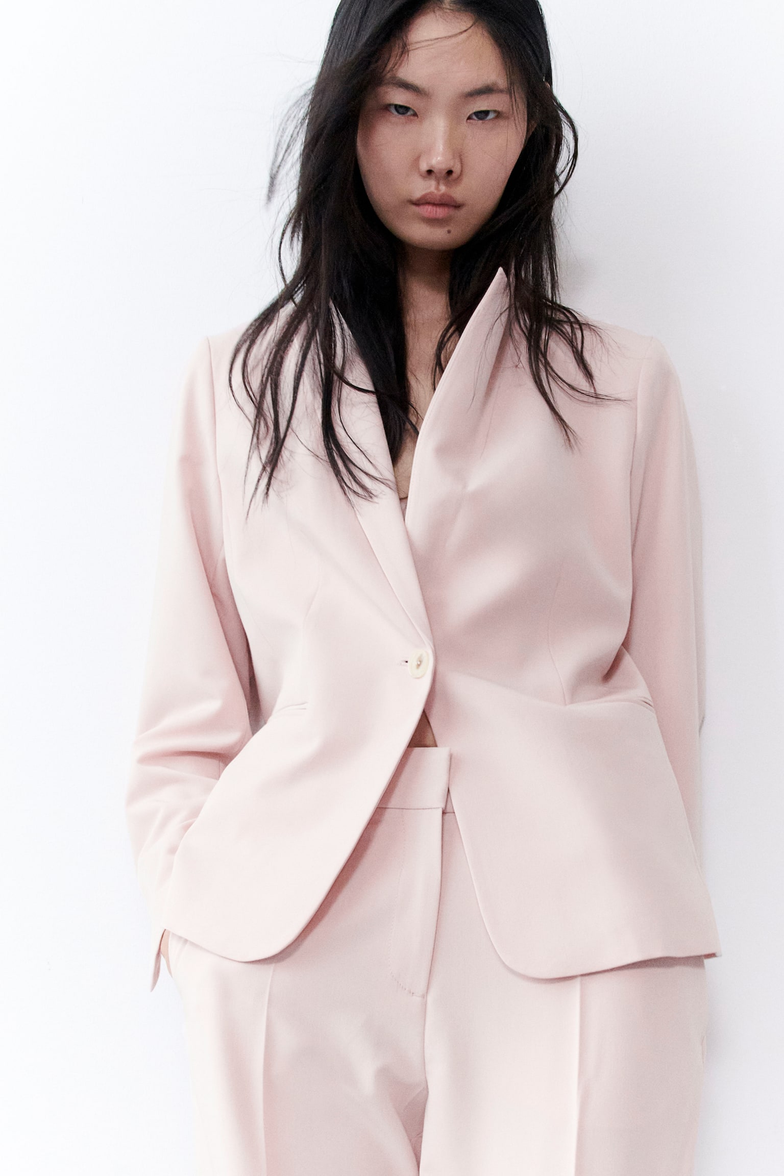 Fitted Jacket - Powder pink/Black/White/Navy blue/Light beige/Light beige - 4