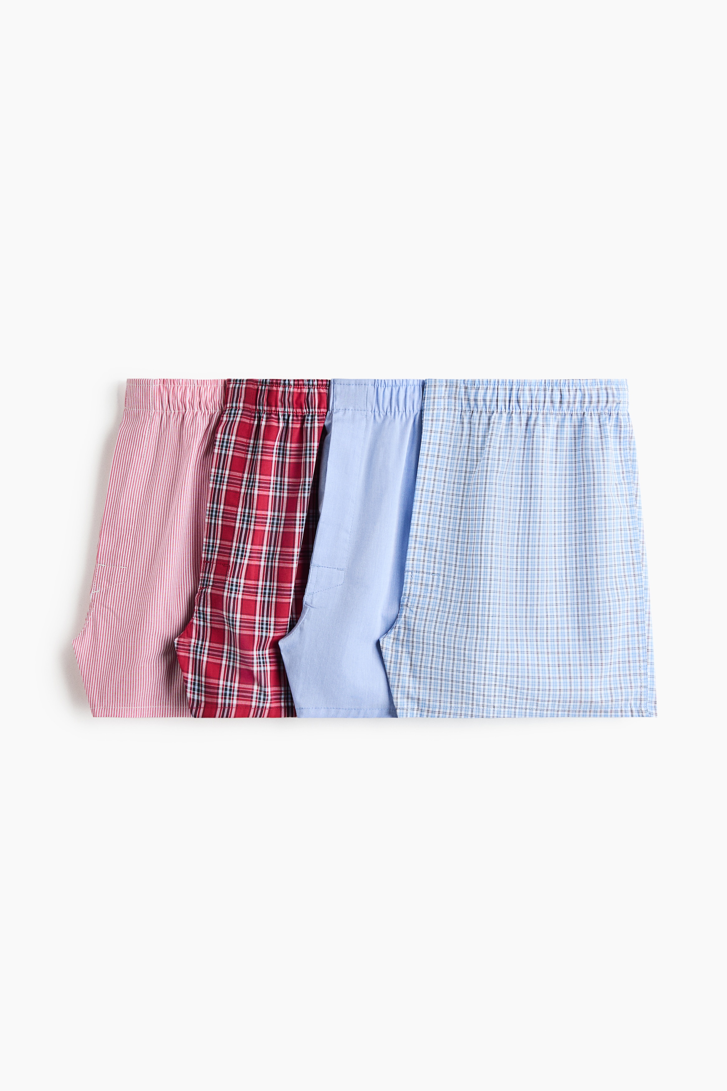 Boxerky z tkaniny 4 kusy - Červená/kostka/Černá/šedá/Tmavě tyrkysová/kostka/Černá/bílá kostka/Světle žlutá/kostka/Khaki zelená/kostka/Vínová/kostka/Tmavě šedá/kostka/Bleděmodrá/tmavomodrá/Tmavomodrá/kostka/Námořnická modř/proužky/Bílá/béžová/tmavě zelená khaki/Modrá/kostka/Modrá/kostka
