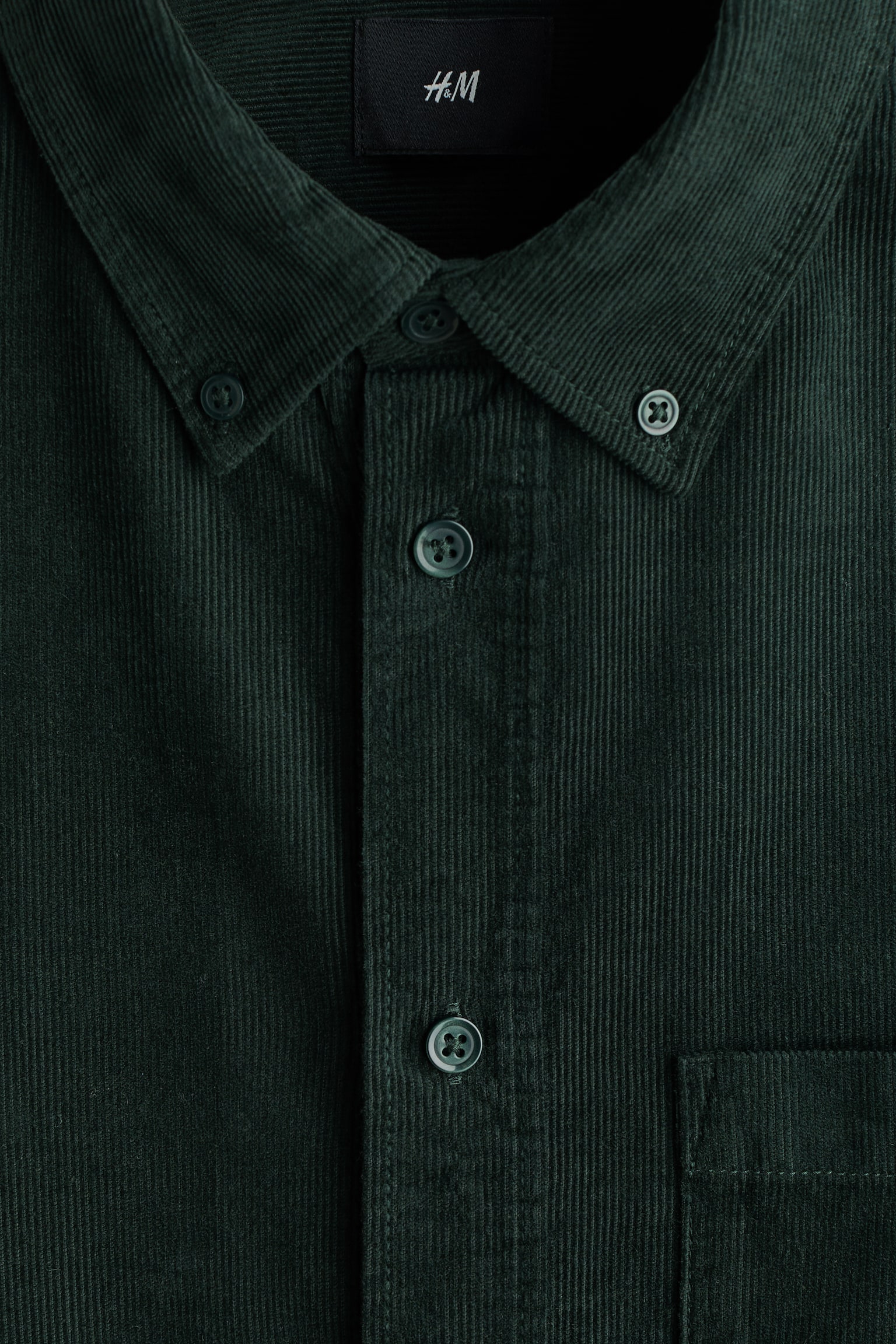 חולצת קורדרוי Regular Fit - ירוק כהה - 5