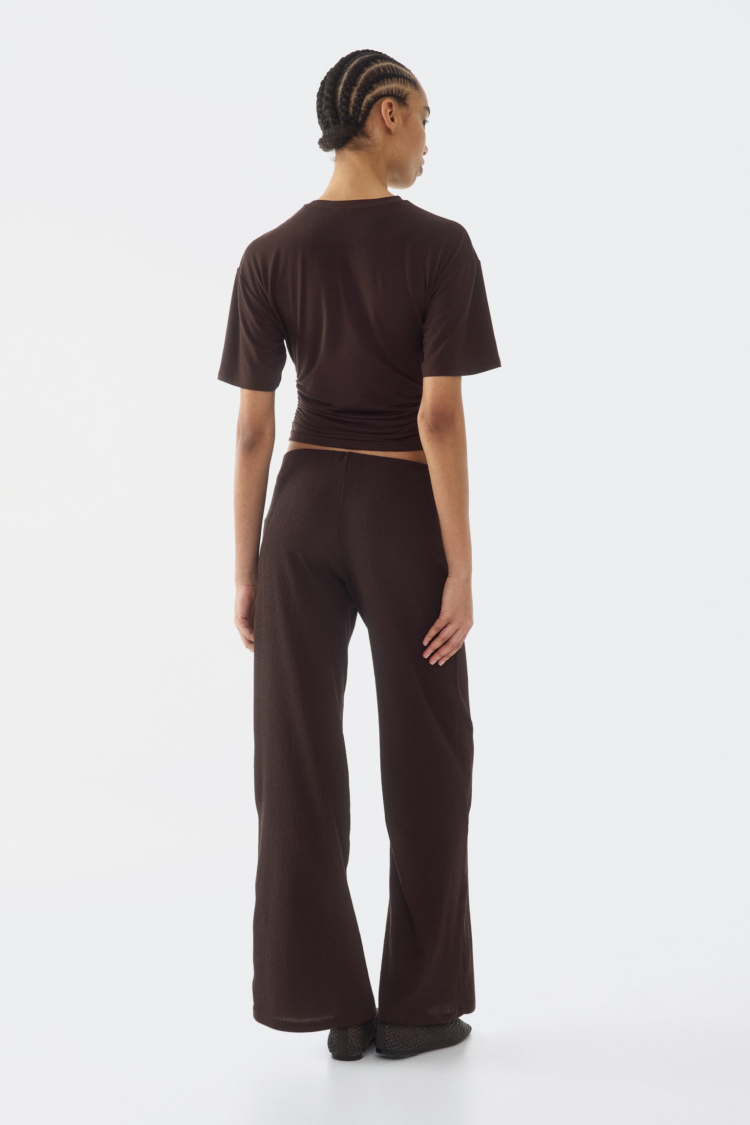 Женские брюки H&M Tie-Detail Jersey Pants, цвет: Тёмный коричневый — фото 5