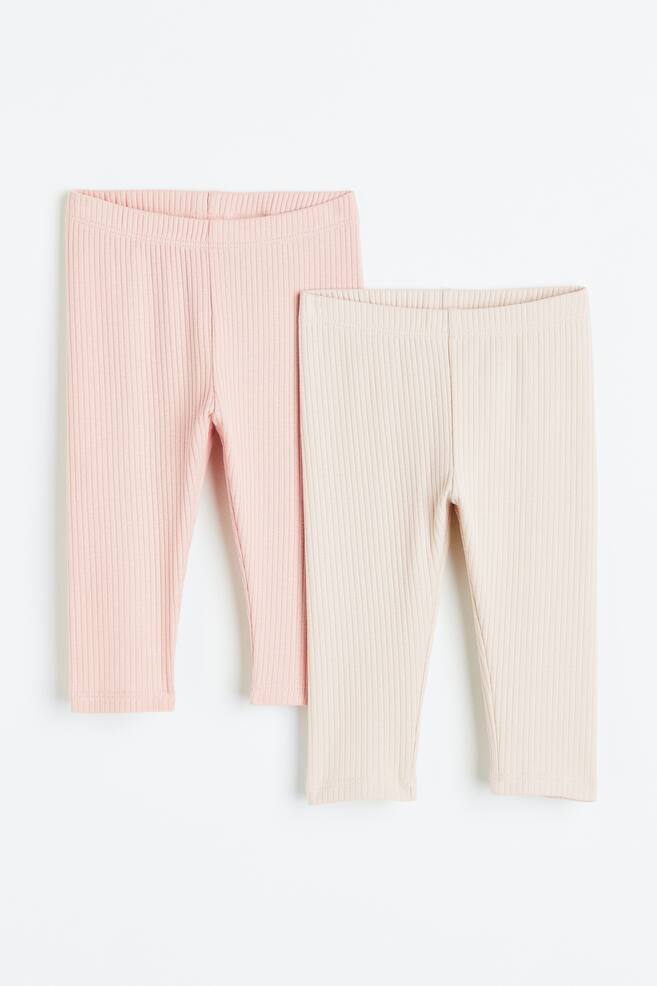 2-pak leggings - Lys rosa/Pudderrosa/Gråbeige/Creme