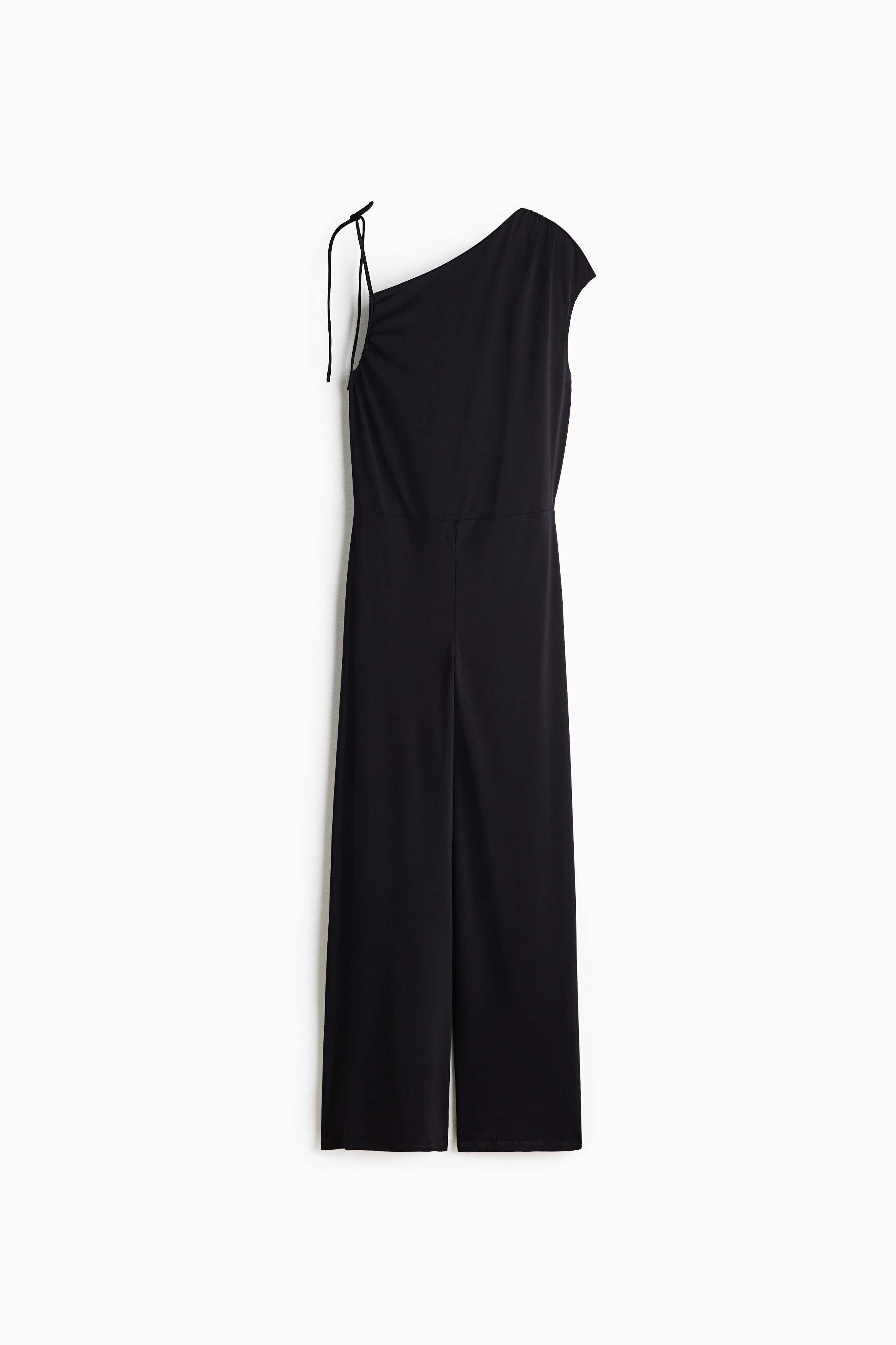 Asymmetric jersey jumpsuit - Black/Dark brown
