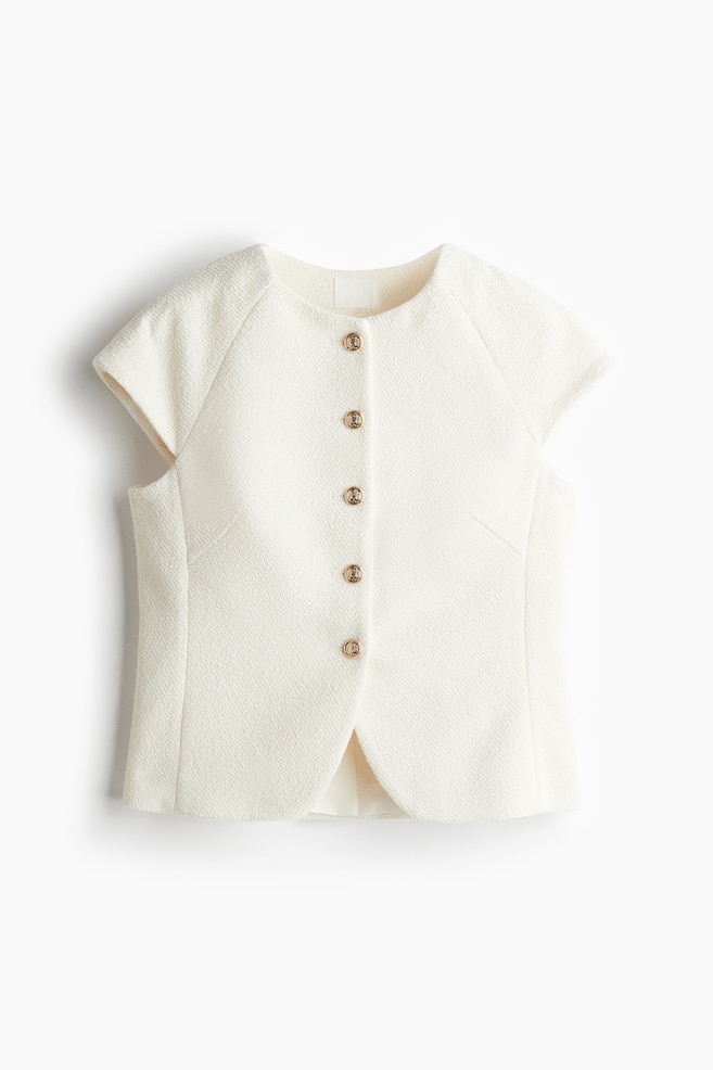 Button-front top - White/Black/Striped/Black - 1