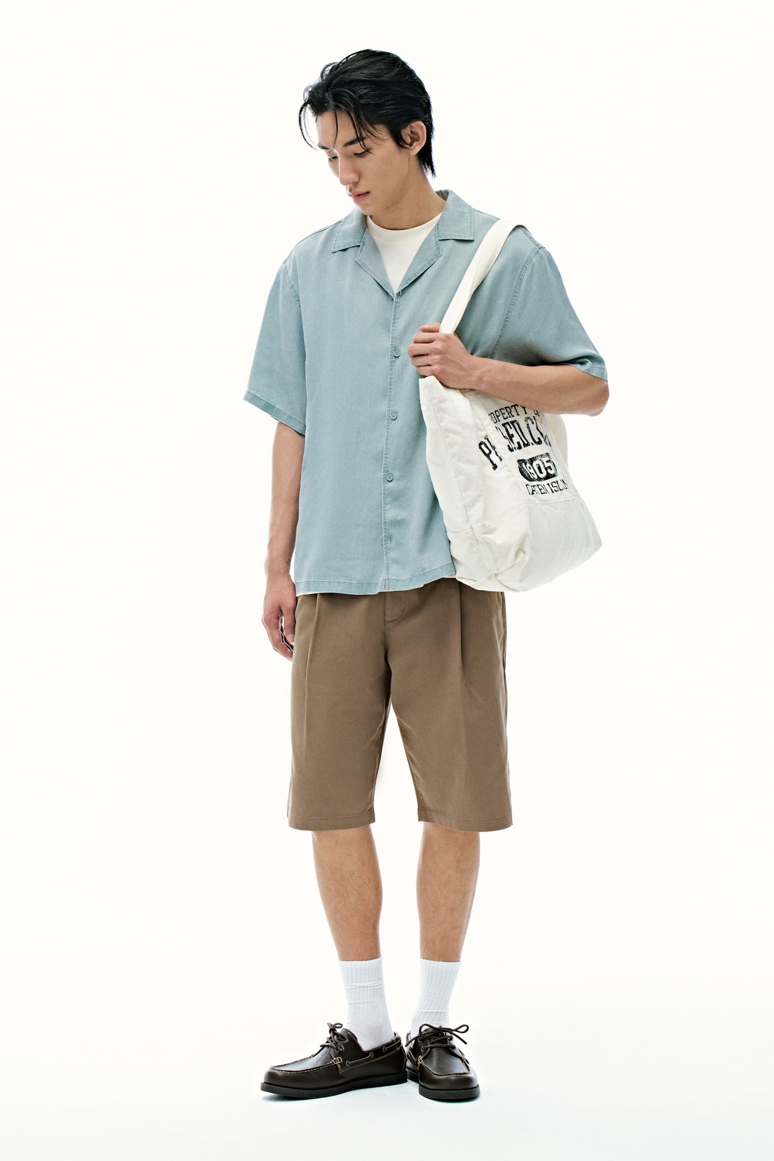 Loose-Fit Tailored Shorts - Beige/Black - 1