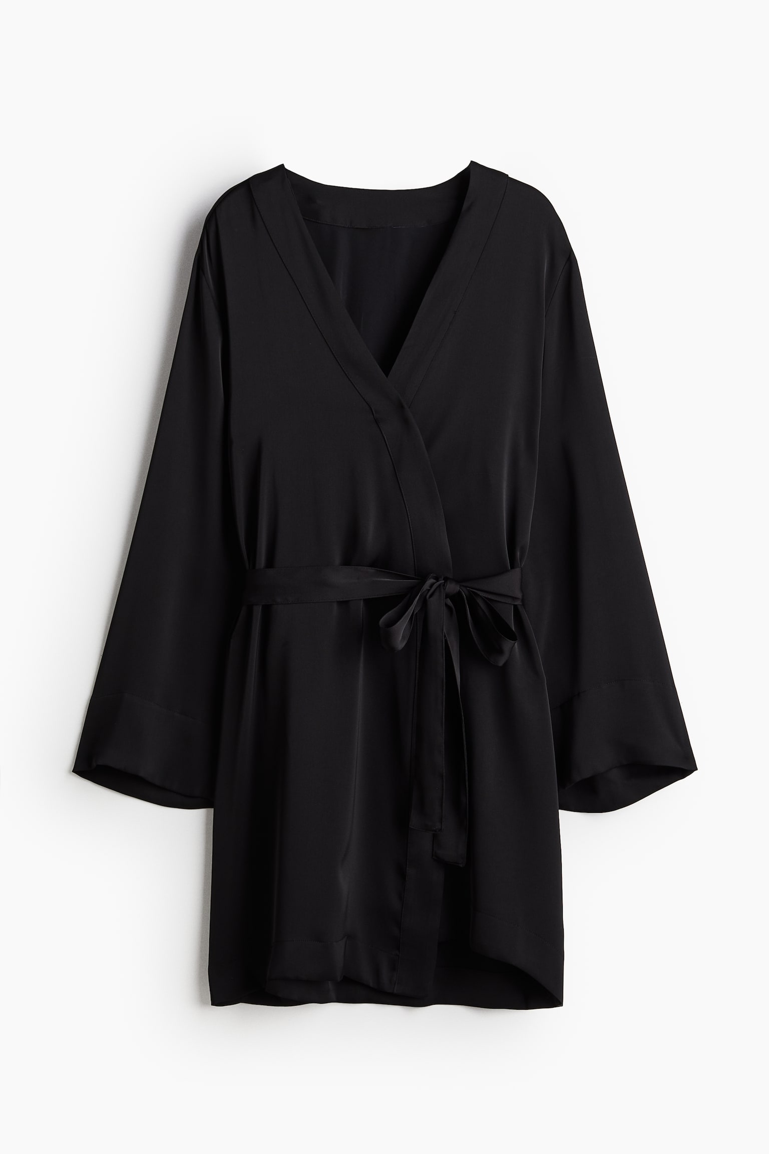 Robe de chambre en satin - Noir - 2