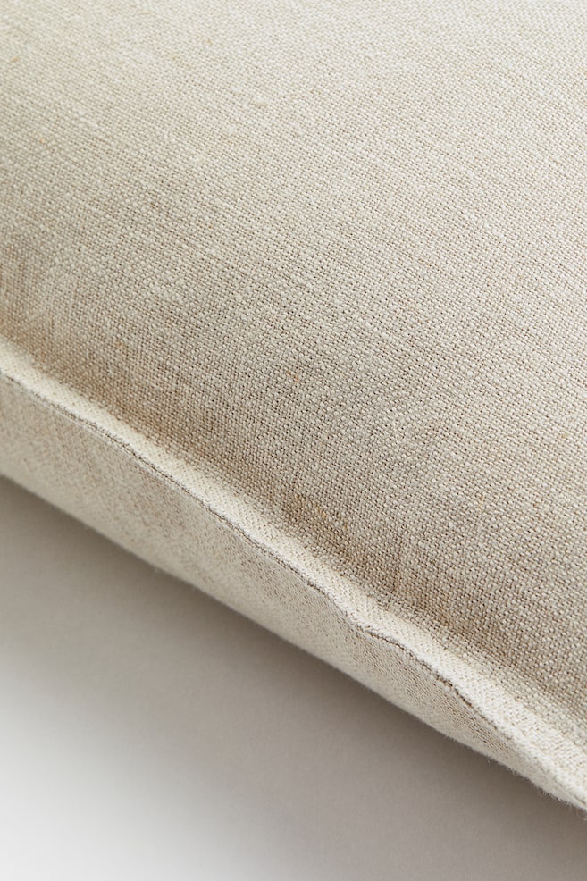 Washed linen cushion cover - Light beige/White - 3