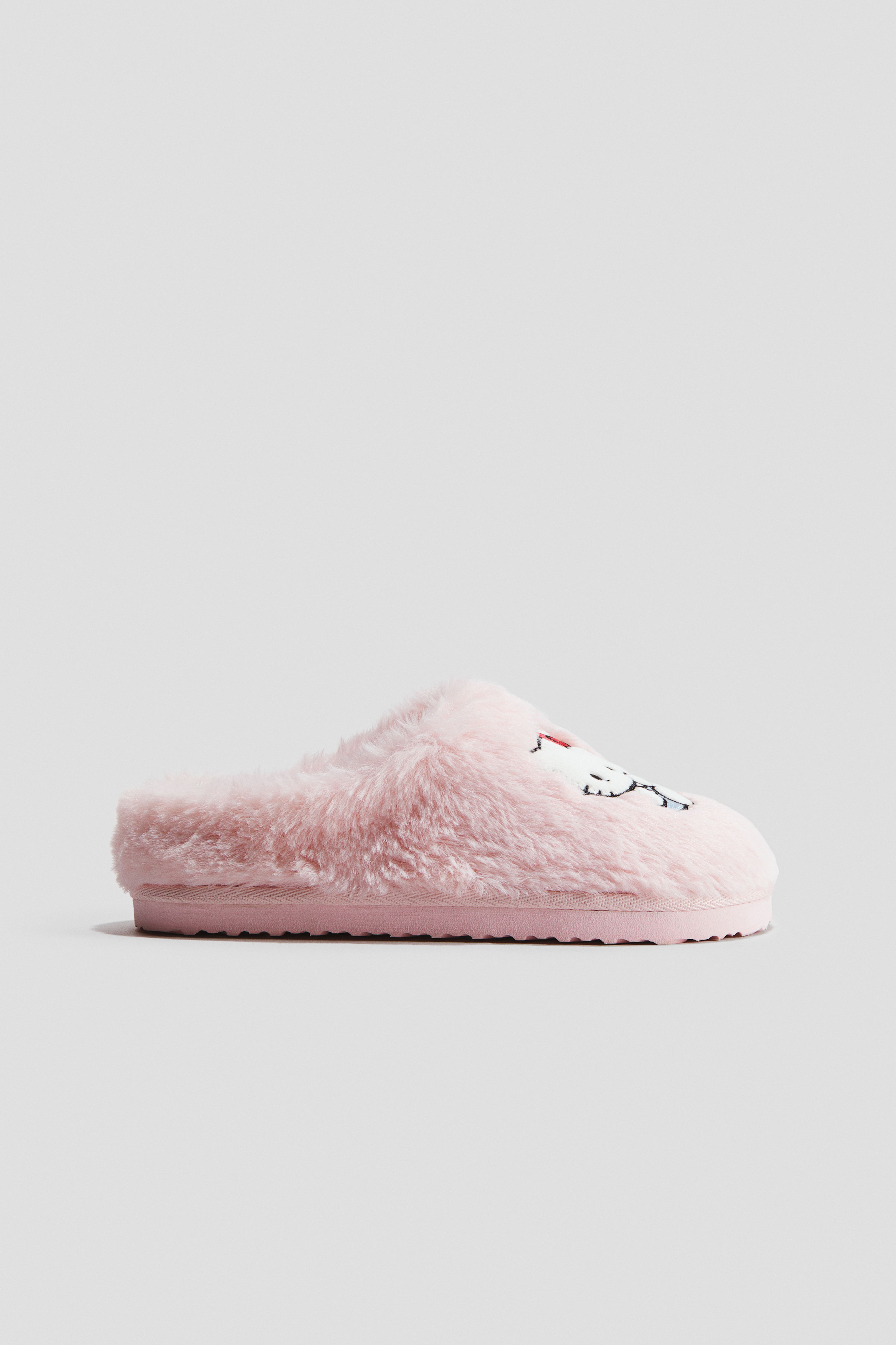 Embroidered-Motif Teddy Fleece Slippers