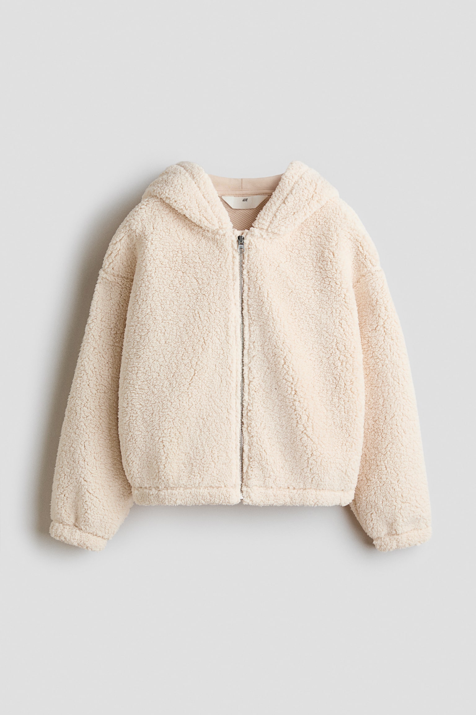Teddy Zip Up Hoodie - Light beige