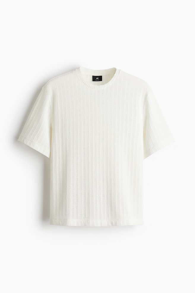 Regular Fit Crochet-look T-shirt - White - 1