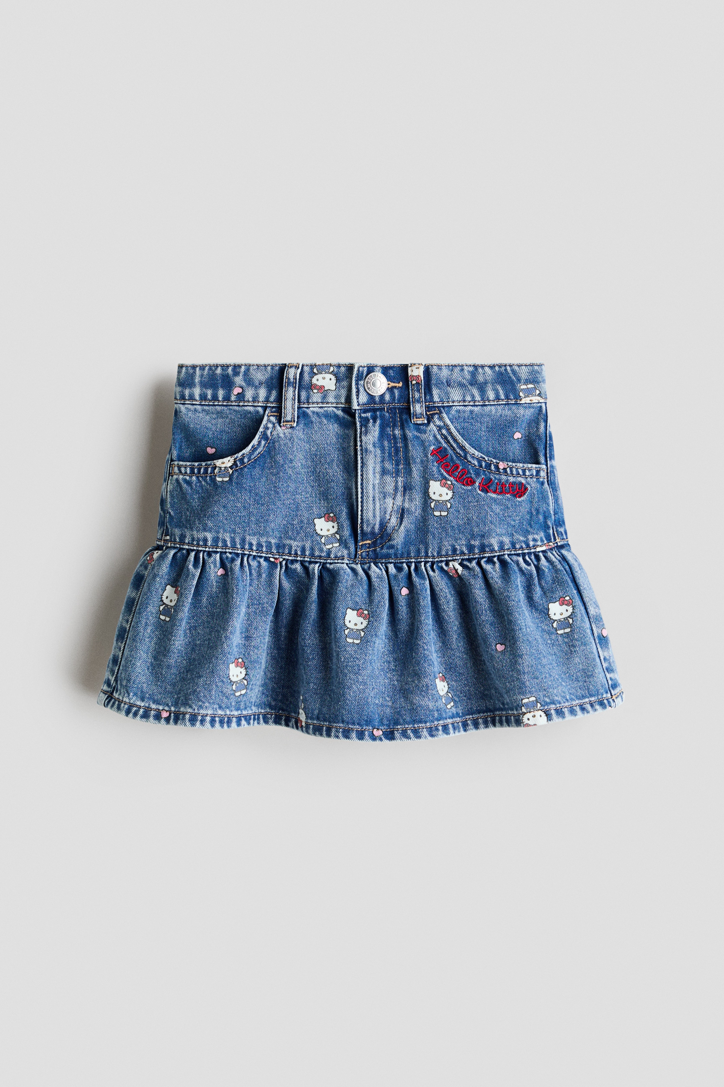 Printed denim skirt - Denim blue/Hello Kitty