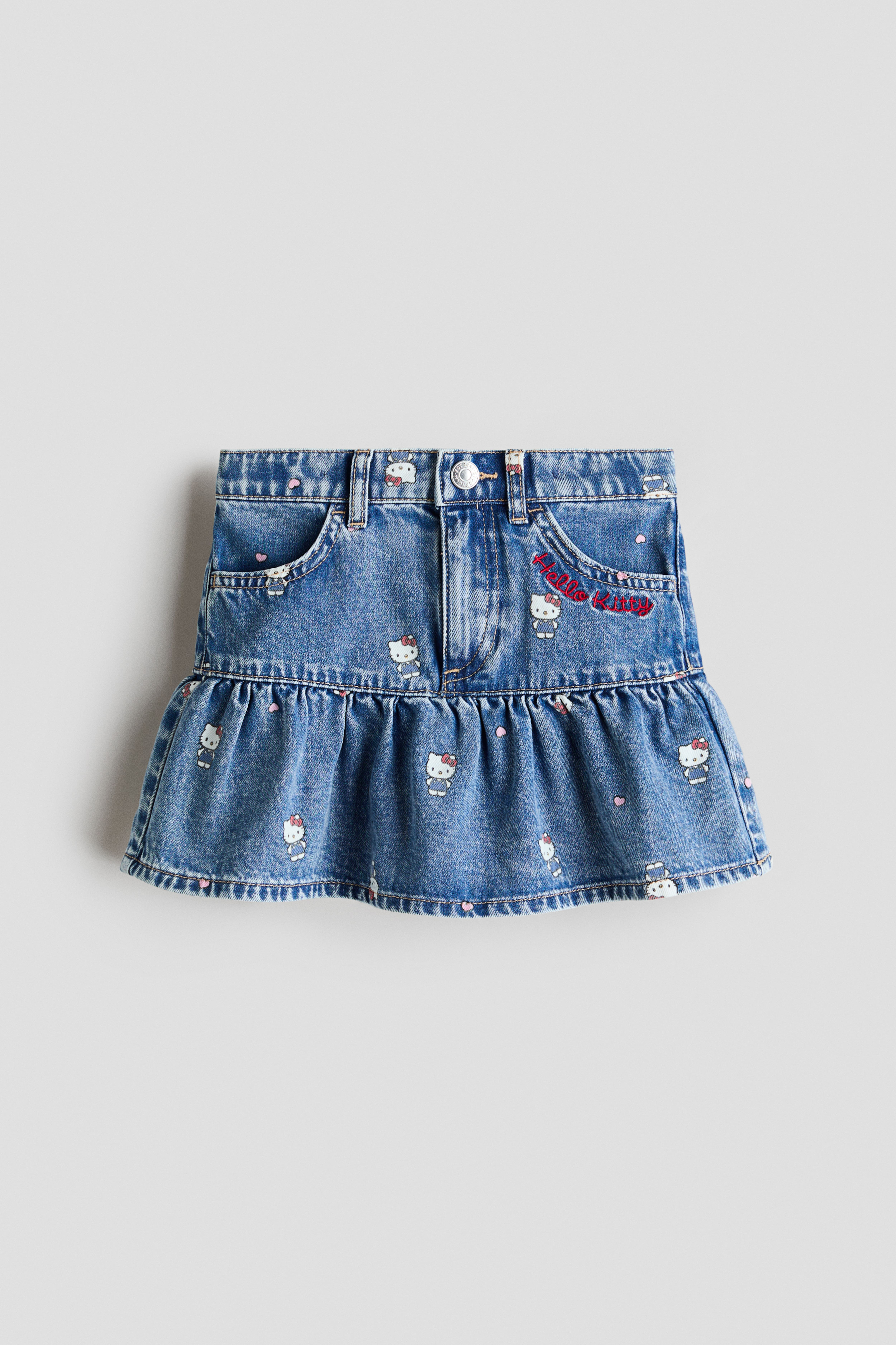 Printed Denim Skirt