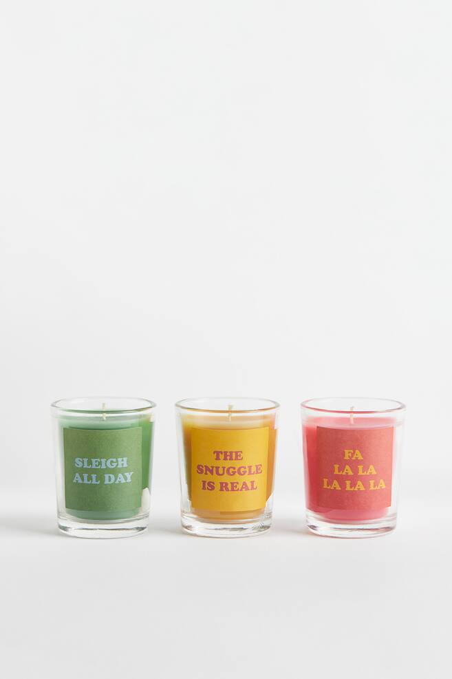 Gift-boxed 3-pack scented candles - Red/Yellow/Green - 3
