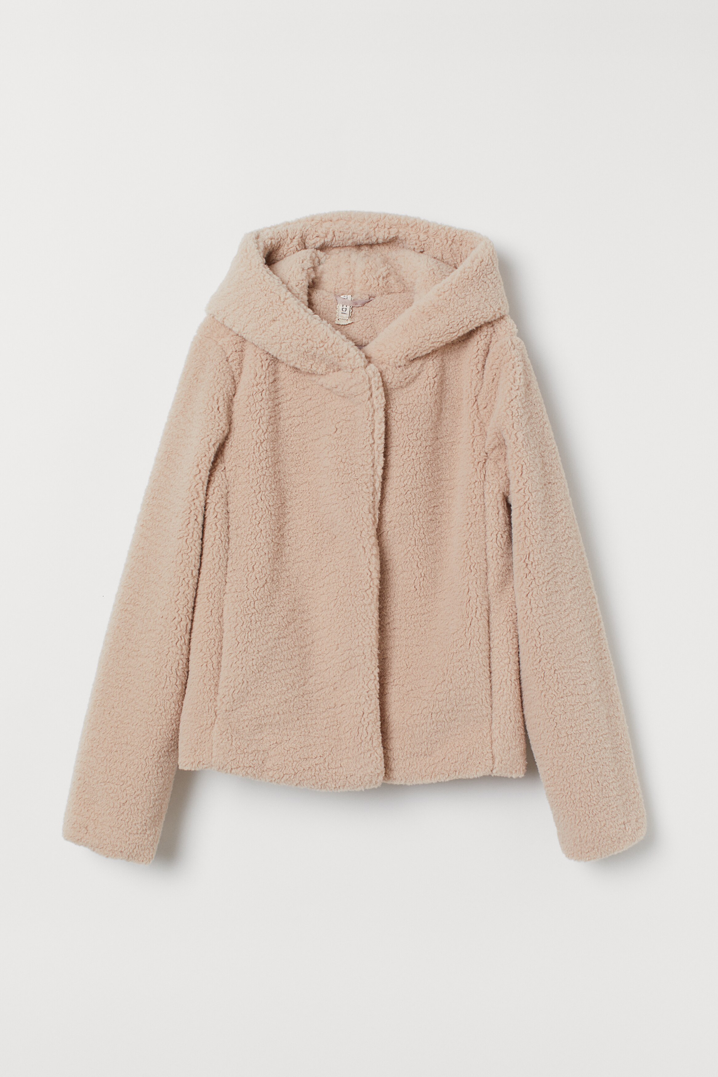 Dames - Poederroze Teddy jasje met capuchon - Size: 38  - H&M