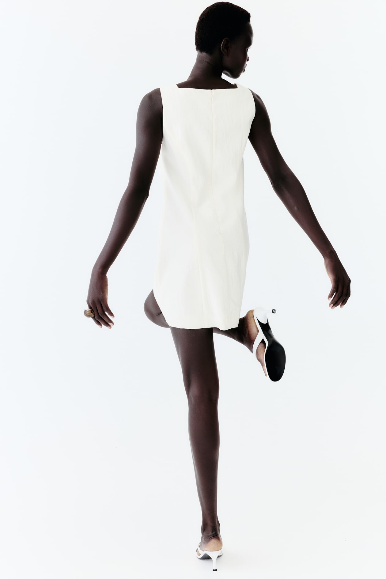 Square-Neck Twill Dress - image 2