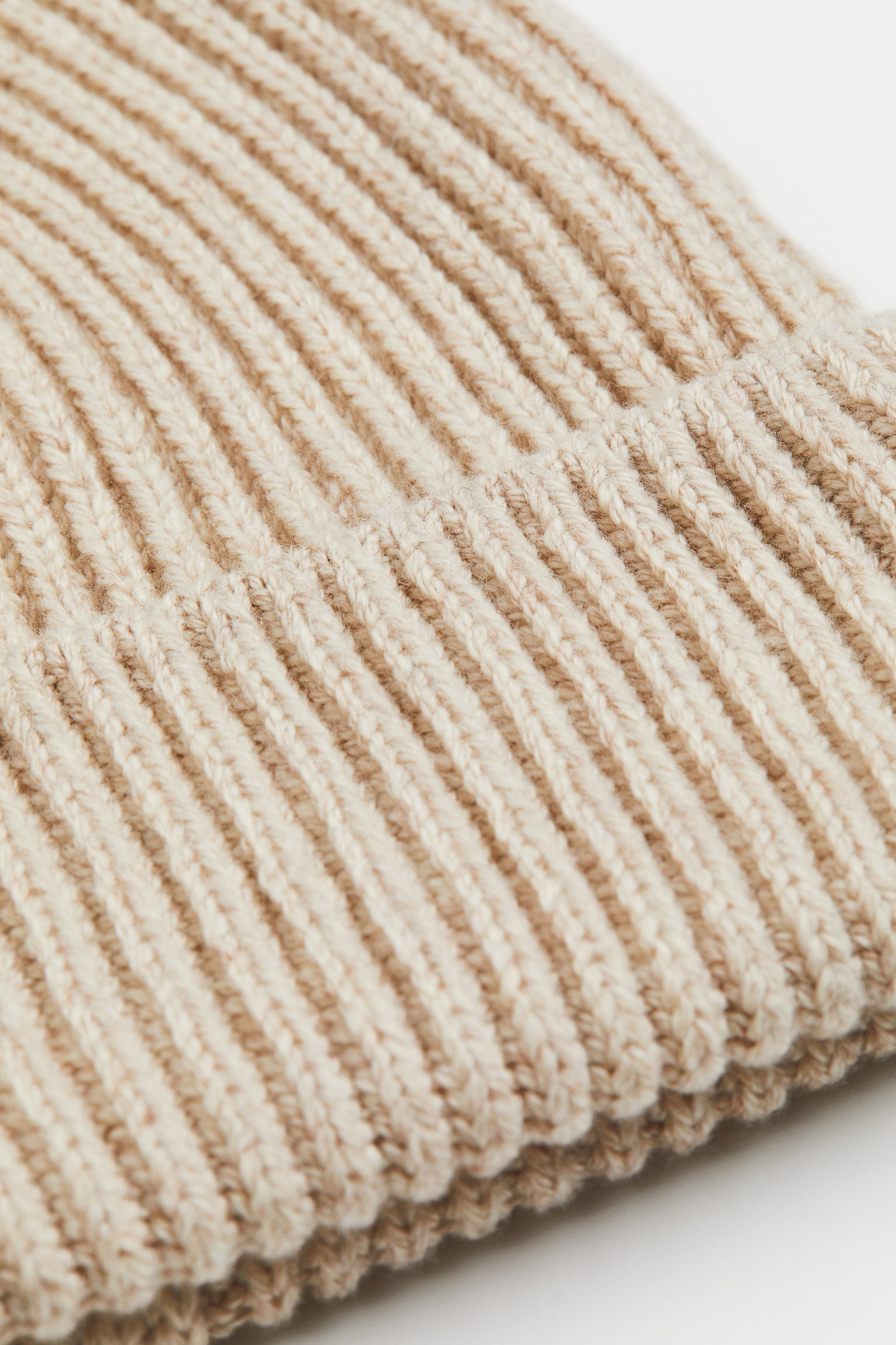 Rib Knit Beanie - Light beige/Black/Cream - 4