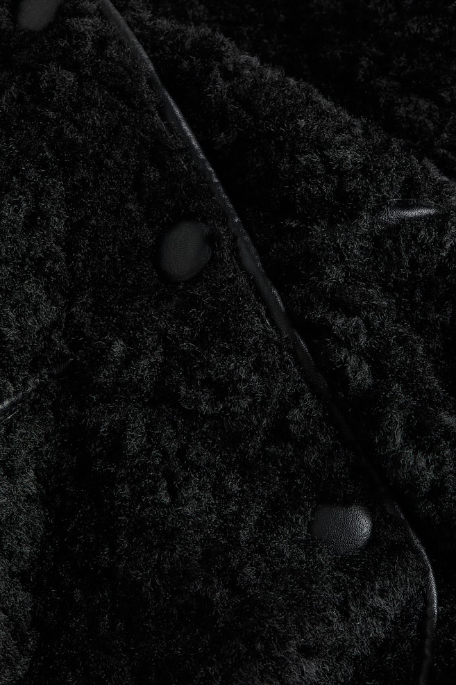 Manteau en tissu Teddy Bear - Noir/Beige - 5