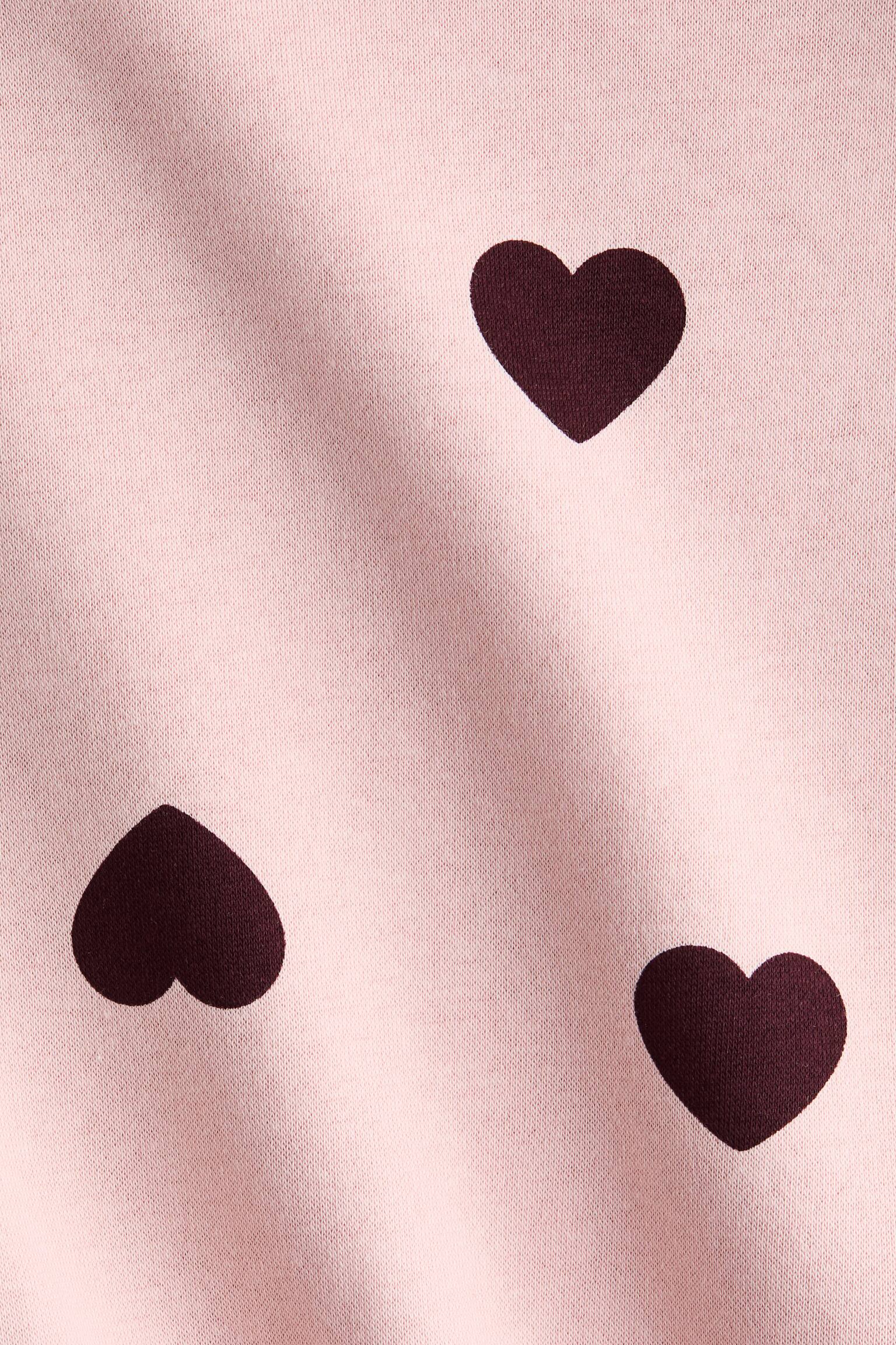 Túlméretezett melegítőfelső bolyhozott fonákkal - Világos rózsaszín/szívek/Rózsaszín/szívek/Fehér/szívek/Sötét rózsaszín/Sötétszürke/szívek/Krémszínű/Kék/szívek/Világoslila/Fehér/szívek/Világos hamvas rózsaszín/Hamvaslila/leopárdmintás - 2