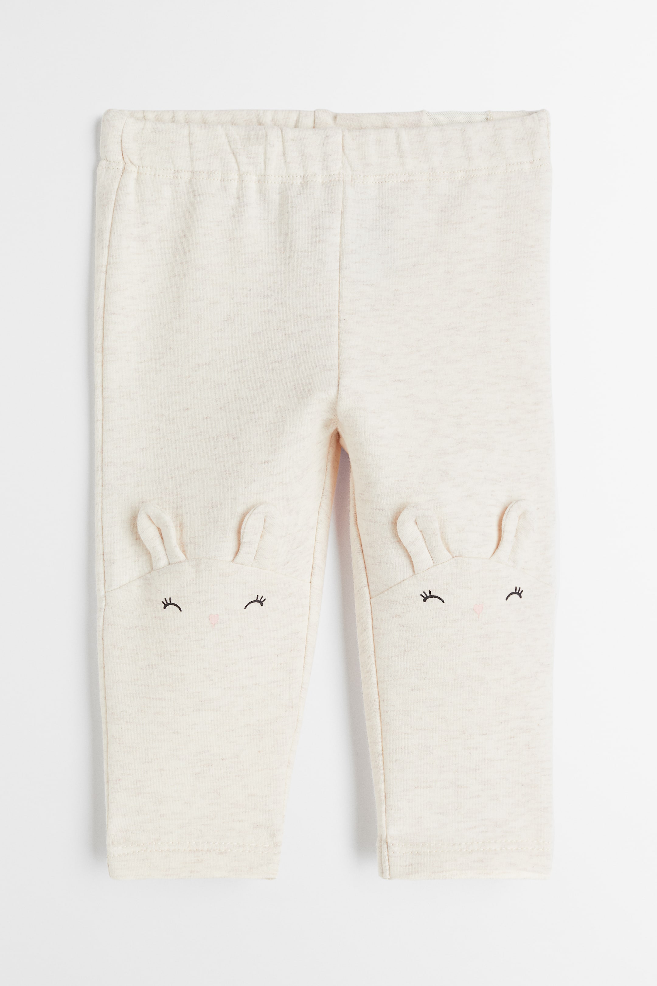 Ver imagen más grande: Leggings de algodón - Beige claro jaspeado/Conejos - NIÑOS | H&M ES 1