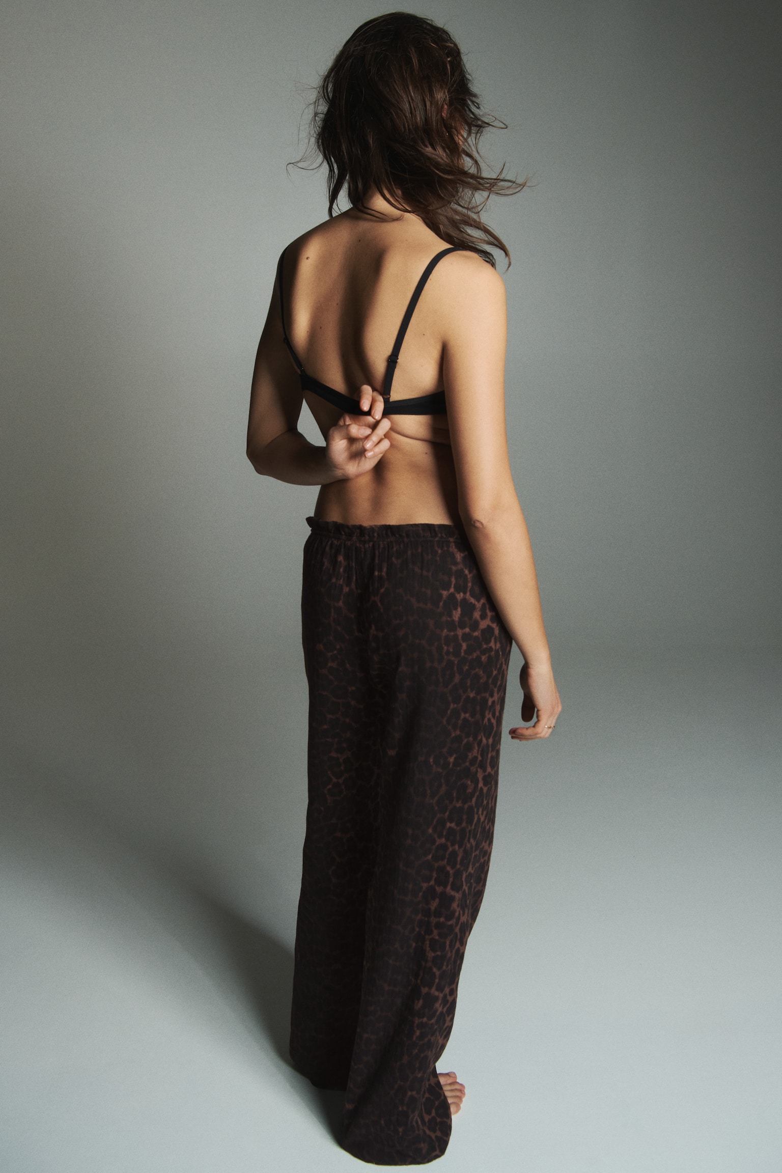 Pantaloni de pijama din muselină - Maro-închis/imprimeu leopard - 3