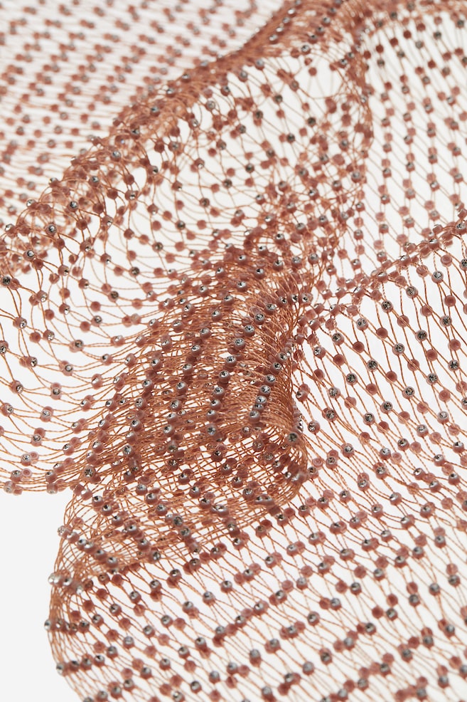 Rhinestone-embellished net skirt - Beige - 3