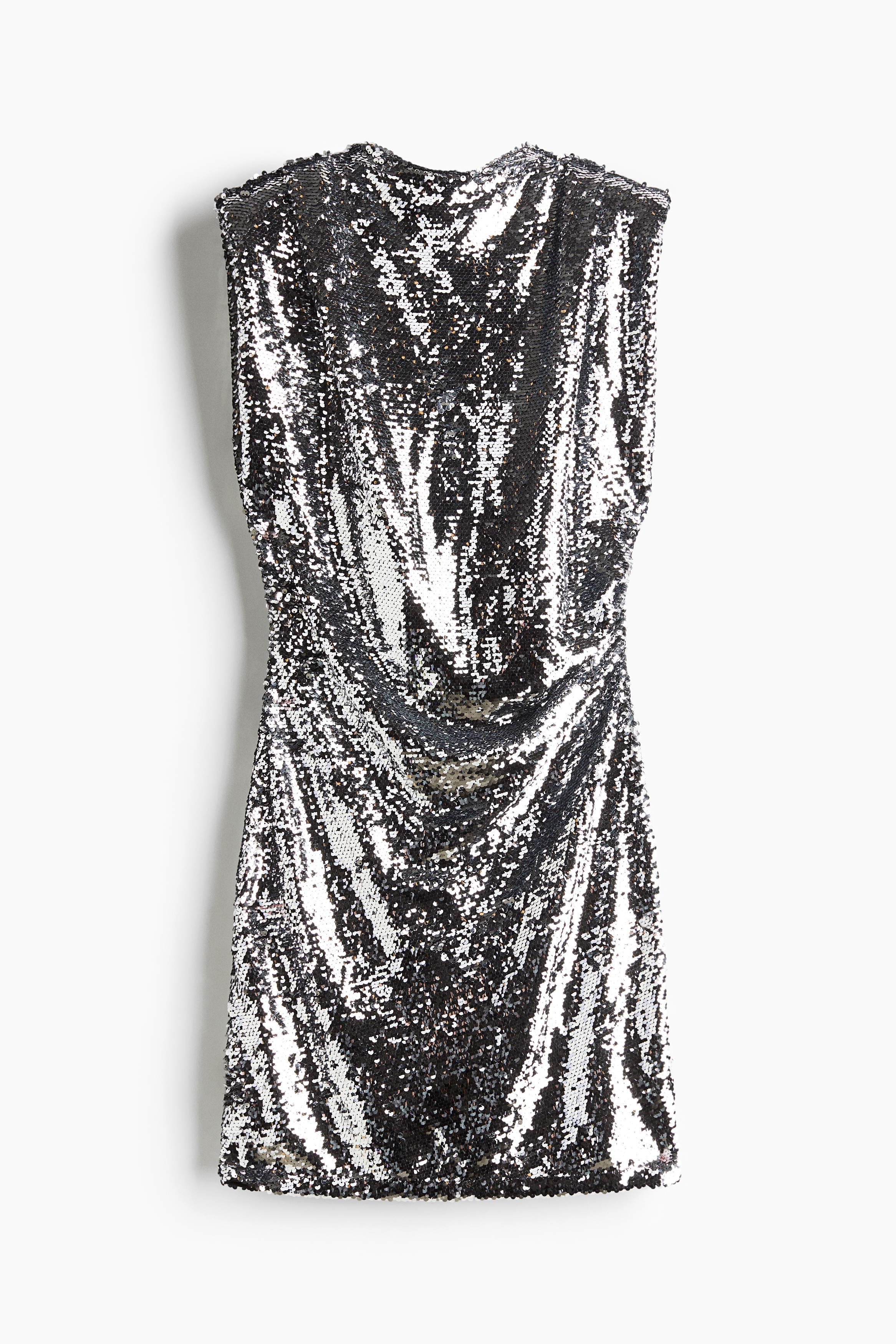 Sequined shoulder-pad dressModel