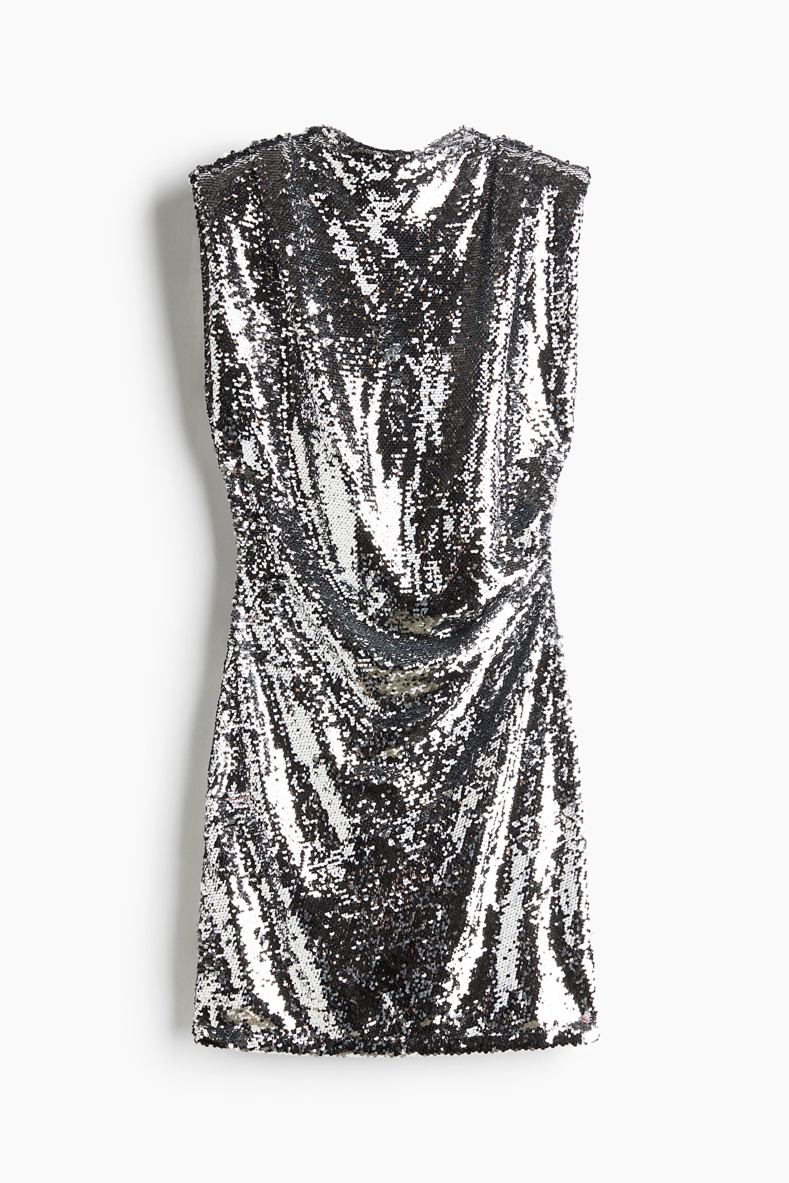 Sequined shoulder-pad dress - Silver-coloured/Black - 2