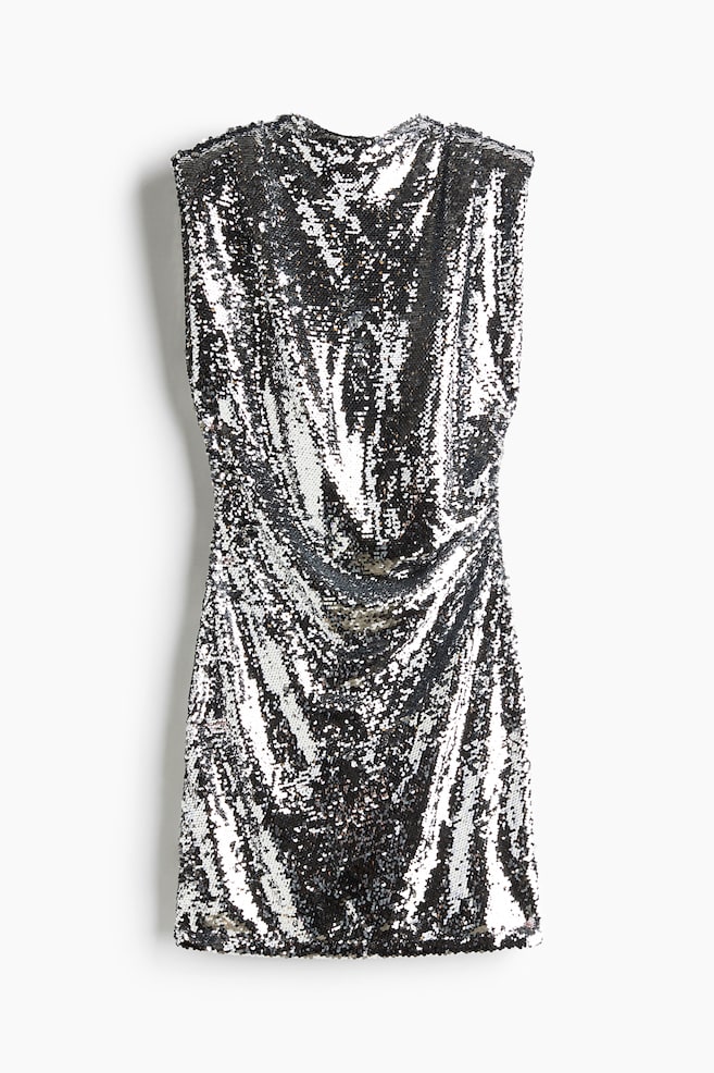 Robe à sequins avec épaulettes - Argenté/Noir - 1