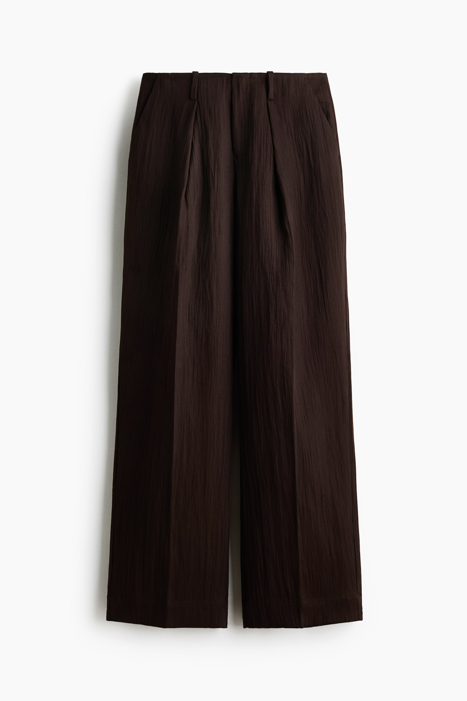 Женские брюки H&M Crinkled Dress Pants, цвет: Тёмный коричневый — фото 1