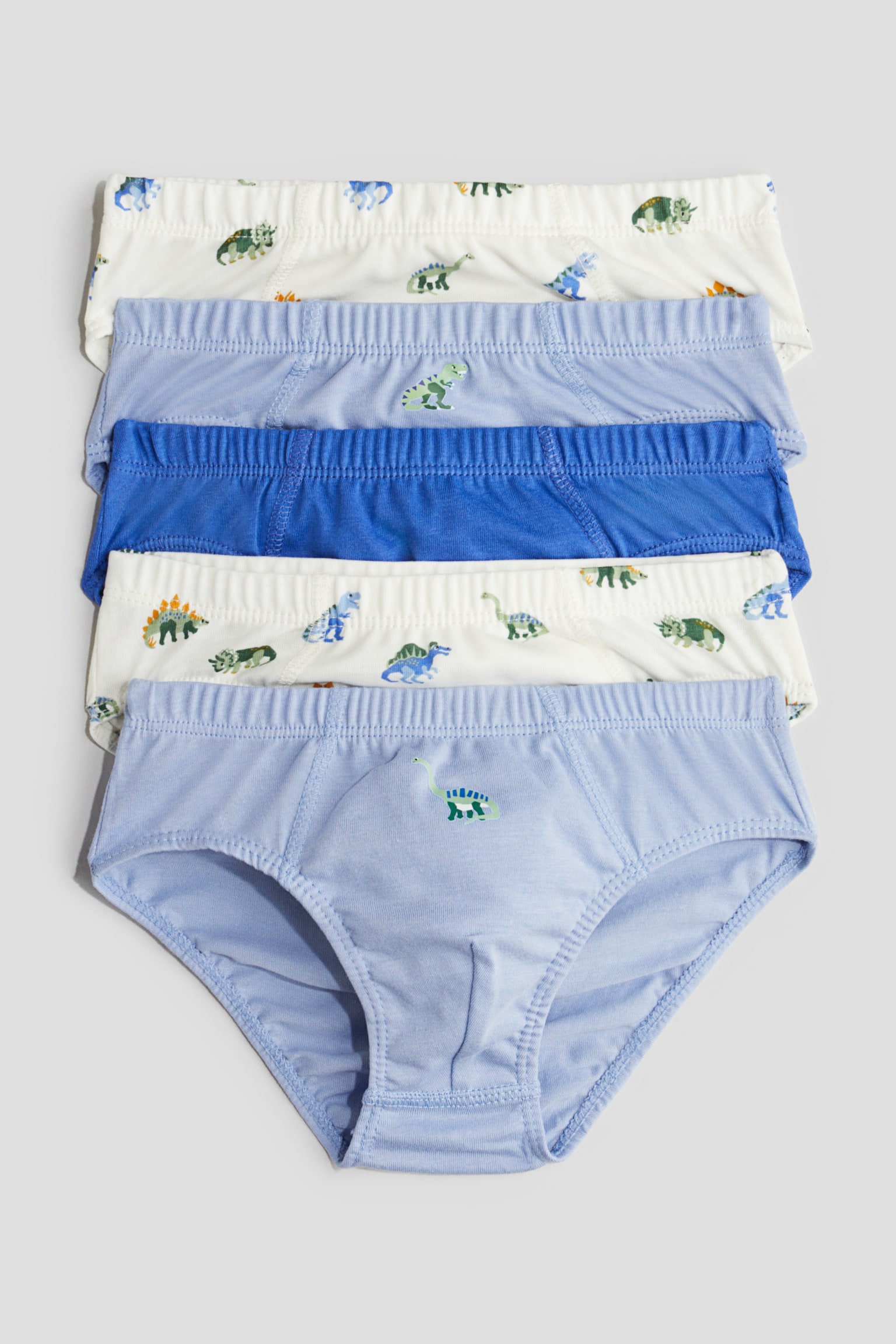 5-pack cotton boys’ briefs - White/Dinosaurs/Bright blue/Green - 1