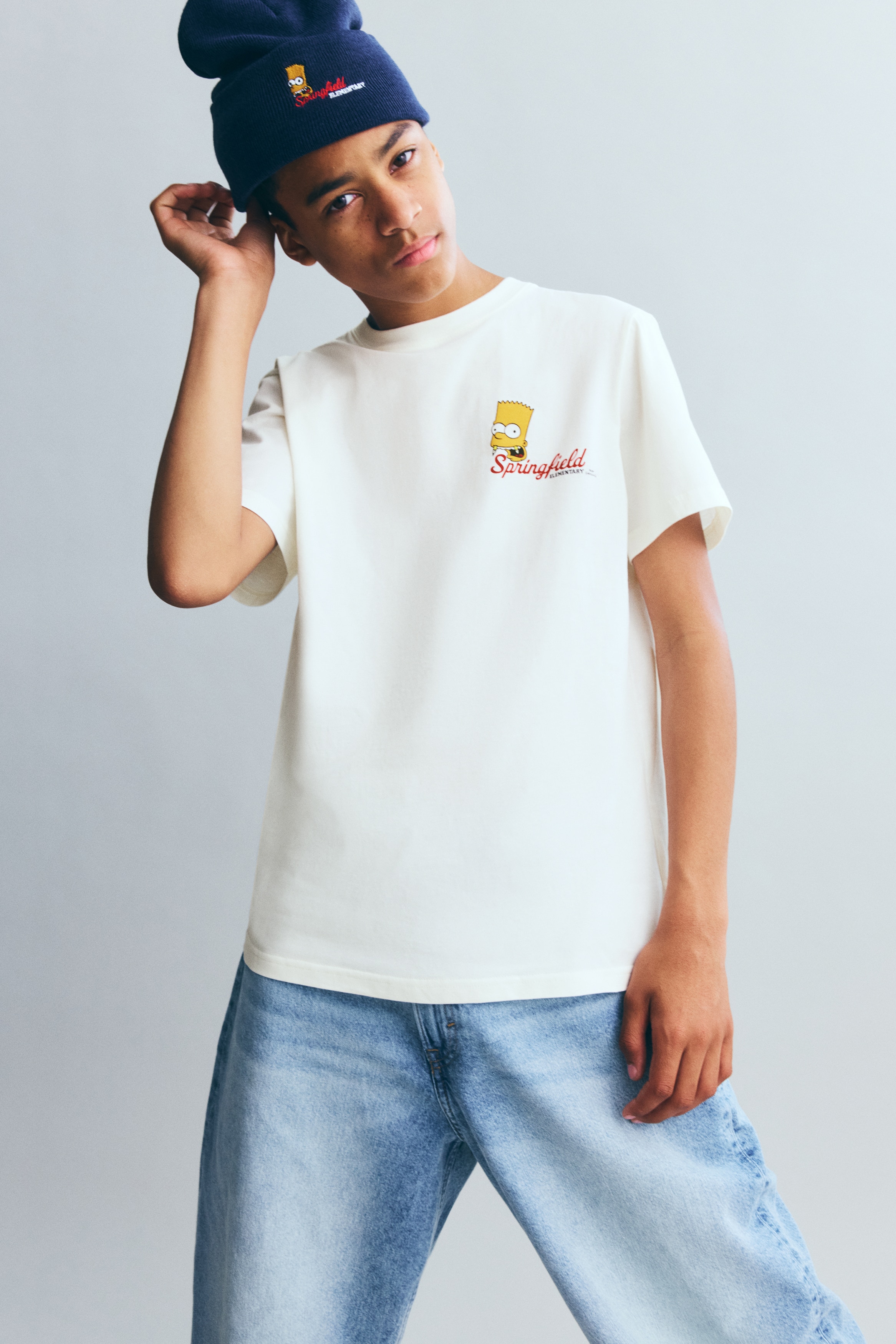 Cotton T-Shirt with Printed Motif - White/The Simpsons - Kids | H&M US