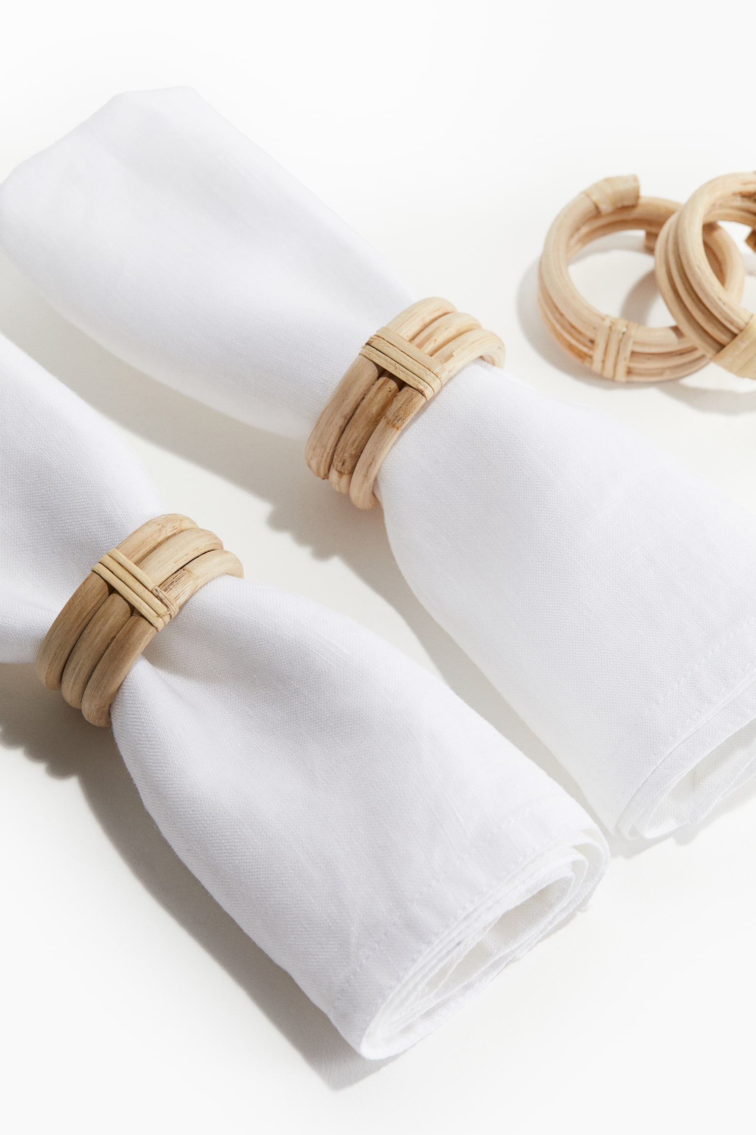 4-pack rattan napkin rings - Light beige - 2