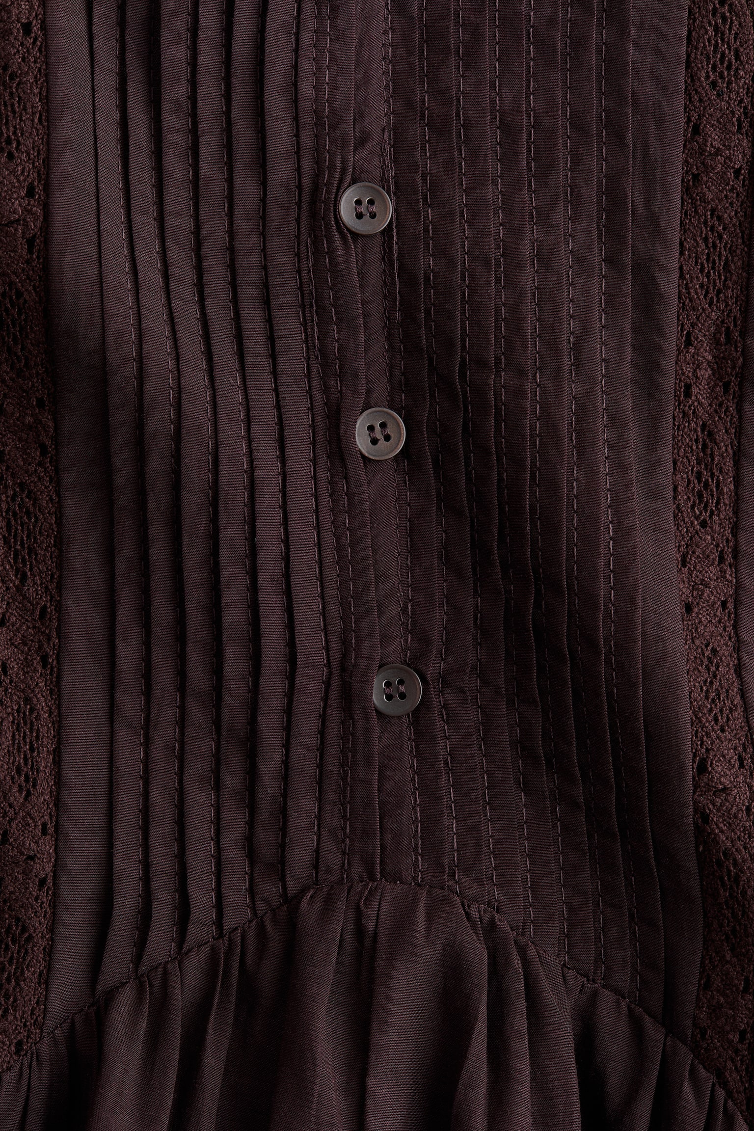 Viscose-blend tunic dress - Dark brown/Cream - 2
