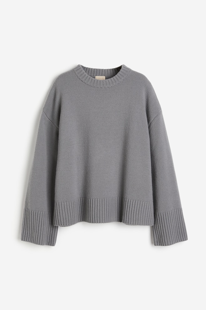Oversized cashmere-blend jumper - Grey/Dark beige - 2