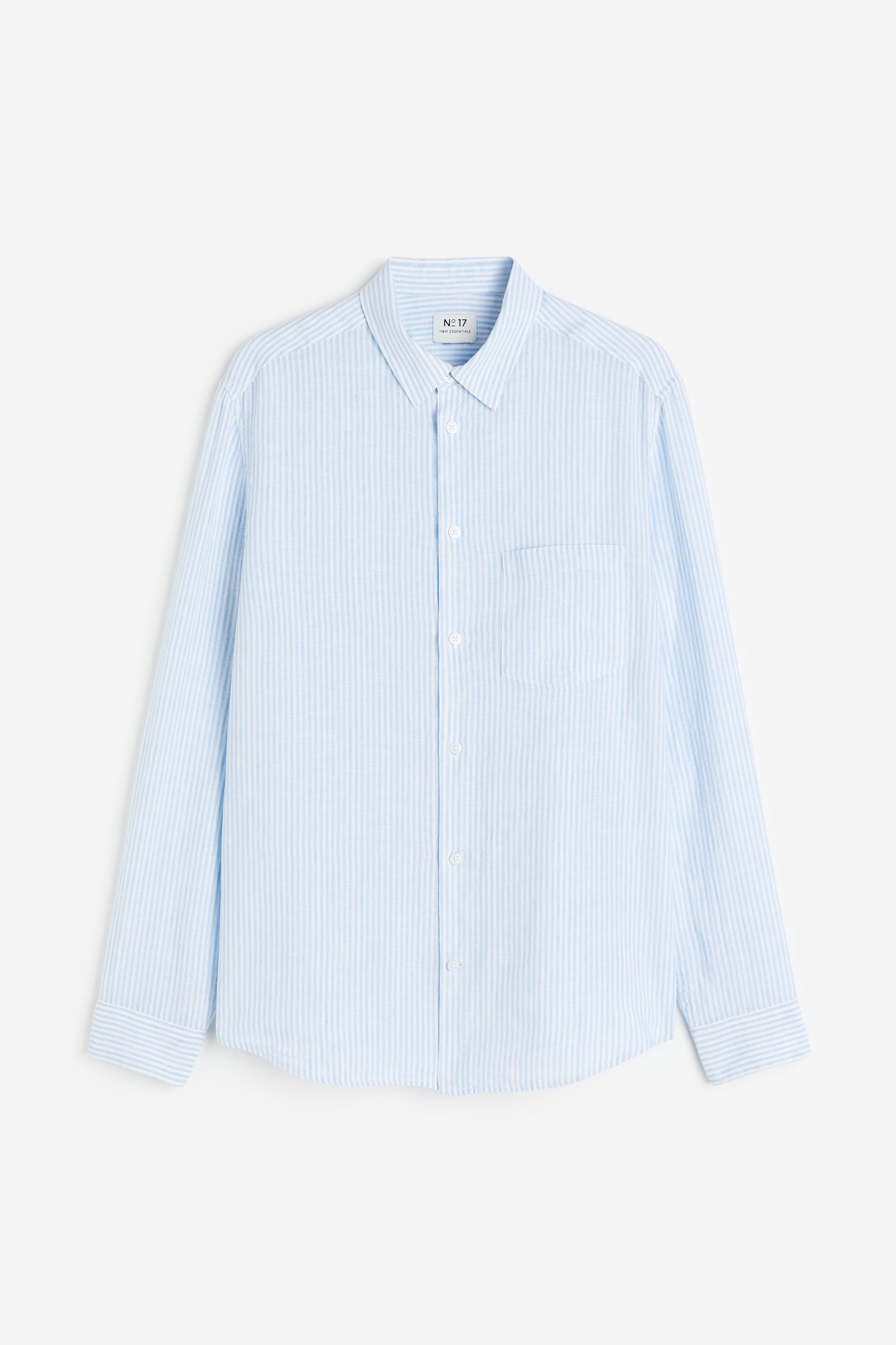 Regular Fit Linen Shirt - Light blue/White stripe/White/Light beige/Light blue/Light beige/Light beige/Stripe/Black/Dark beige - 1