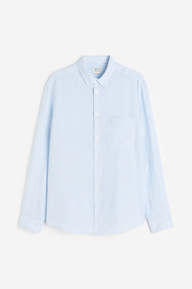 Regular Fit Linen shirt - Light blue/White striped/White/Light beige/Light blue - 2