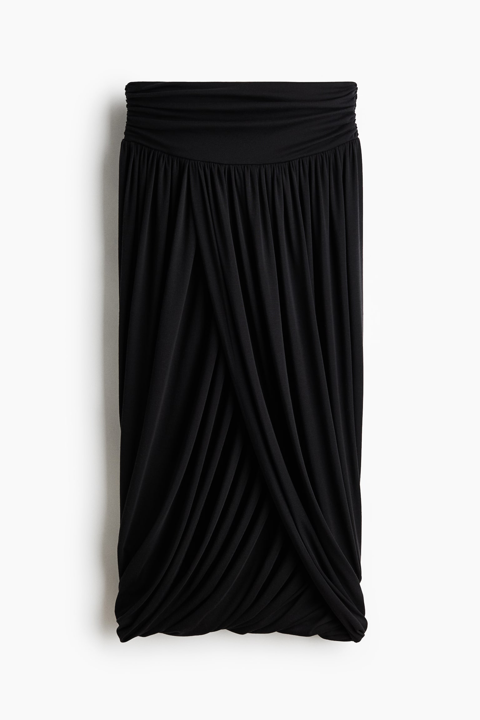 垂墜感中長裙 - 黑色 - 1