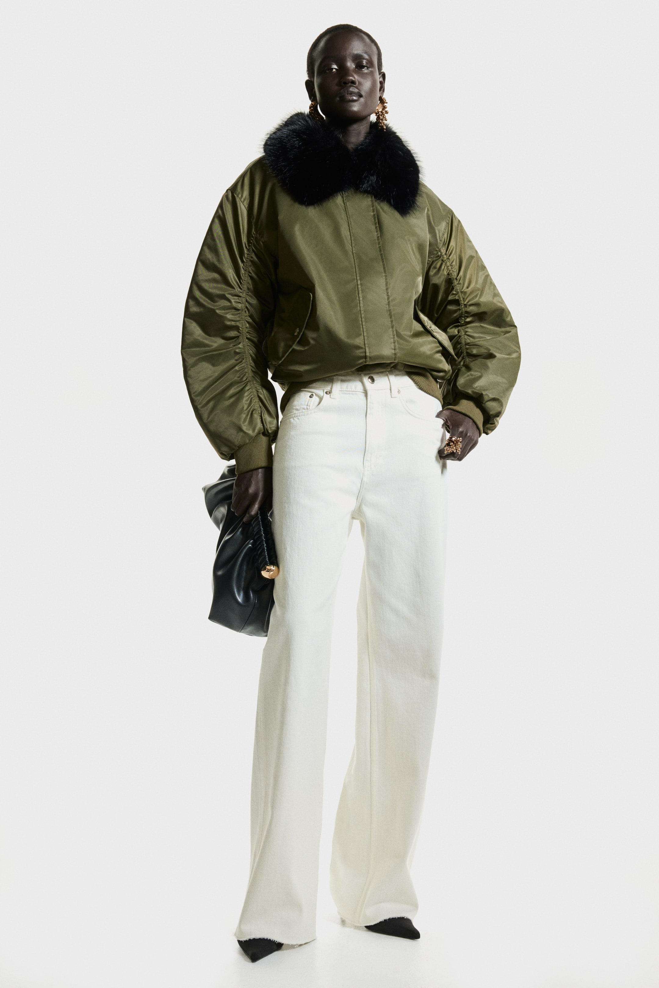 拡大画像を表示: Wide High Jeans - ホワイト - レディース | H&M JP 1