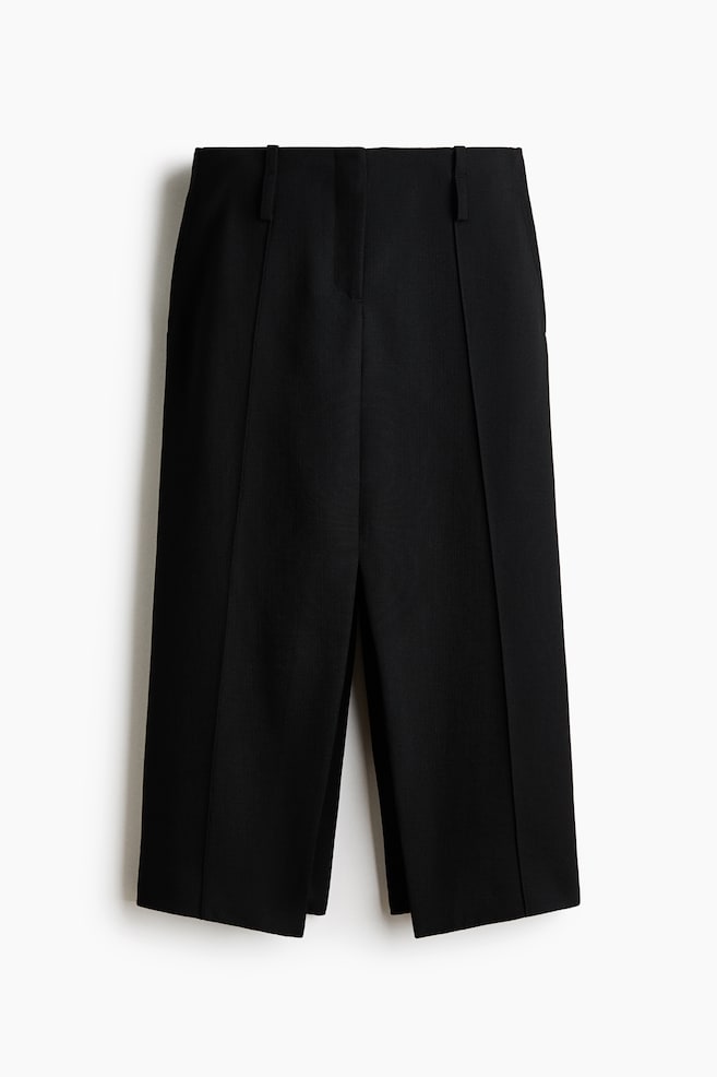 Jupe midi en laine - Noir - 1