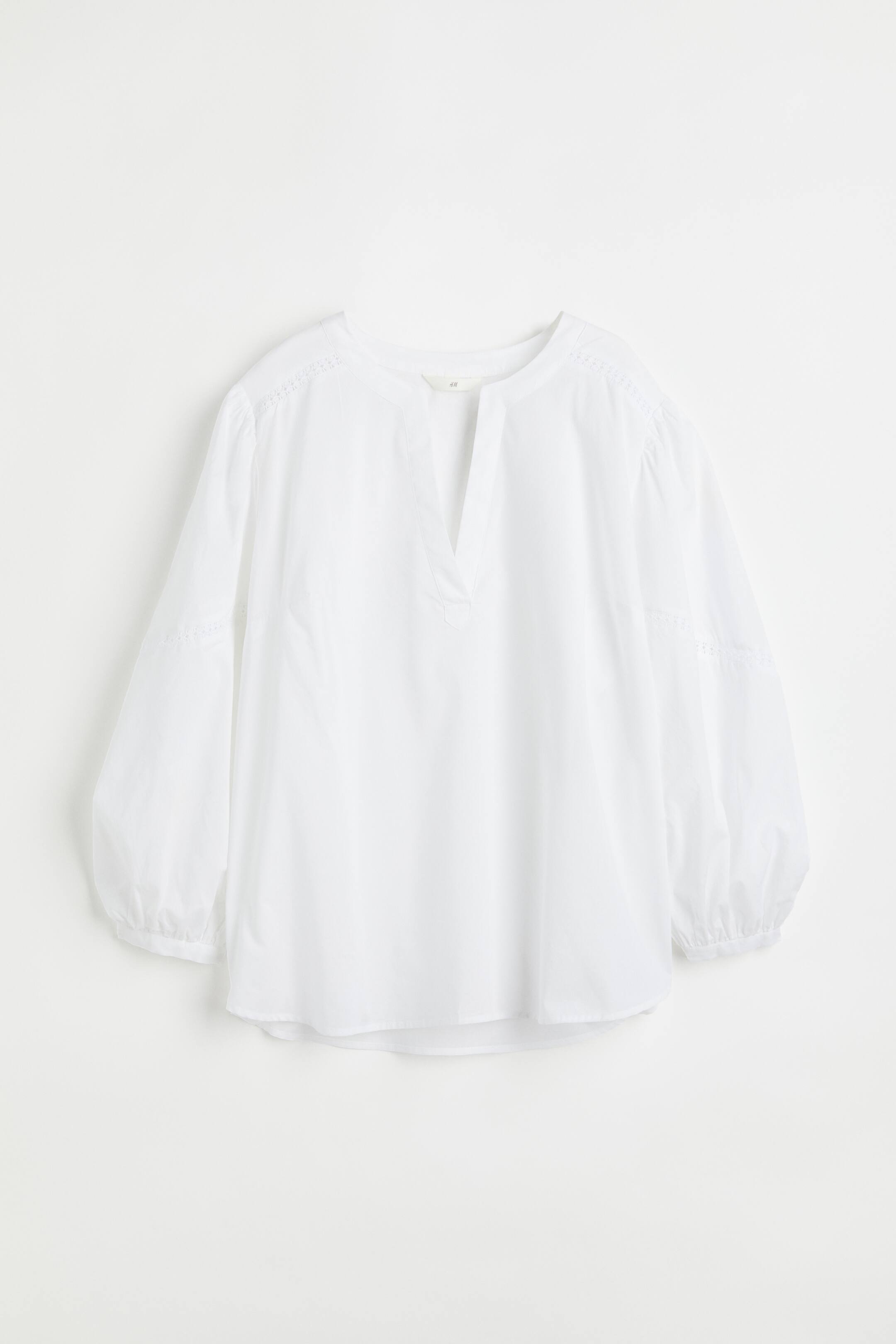 Cotton Balloon-sleeved Blouse - White - Ladies | H&M US