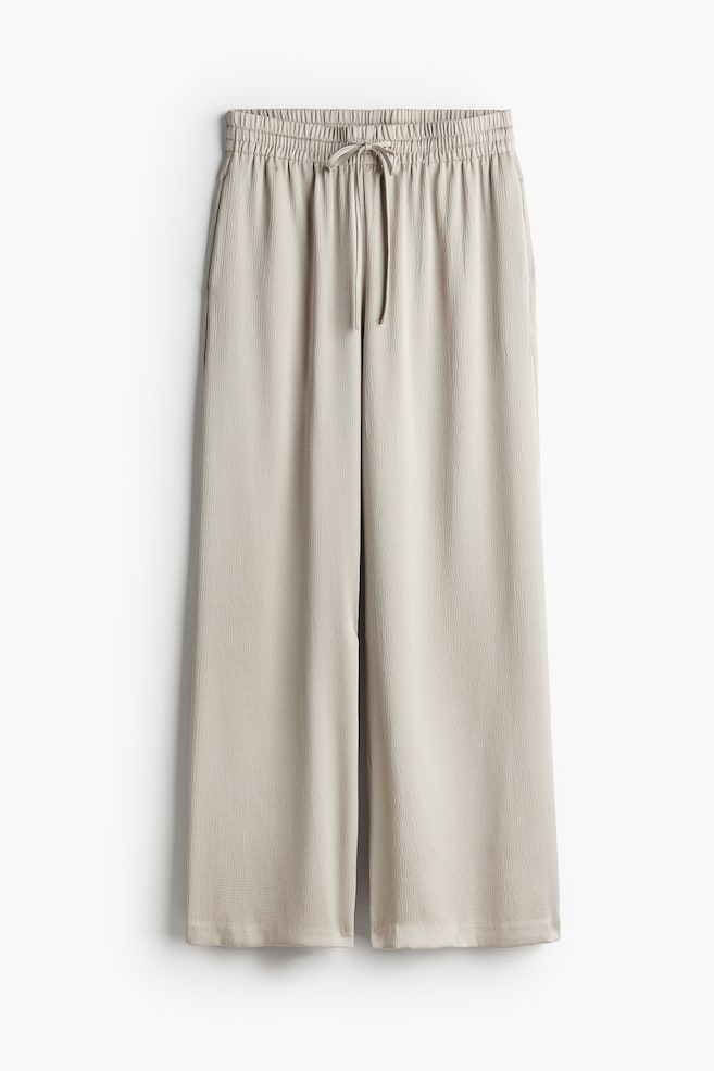 Wide-cut Pull-on Pants - Light beige - 1