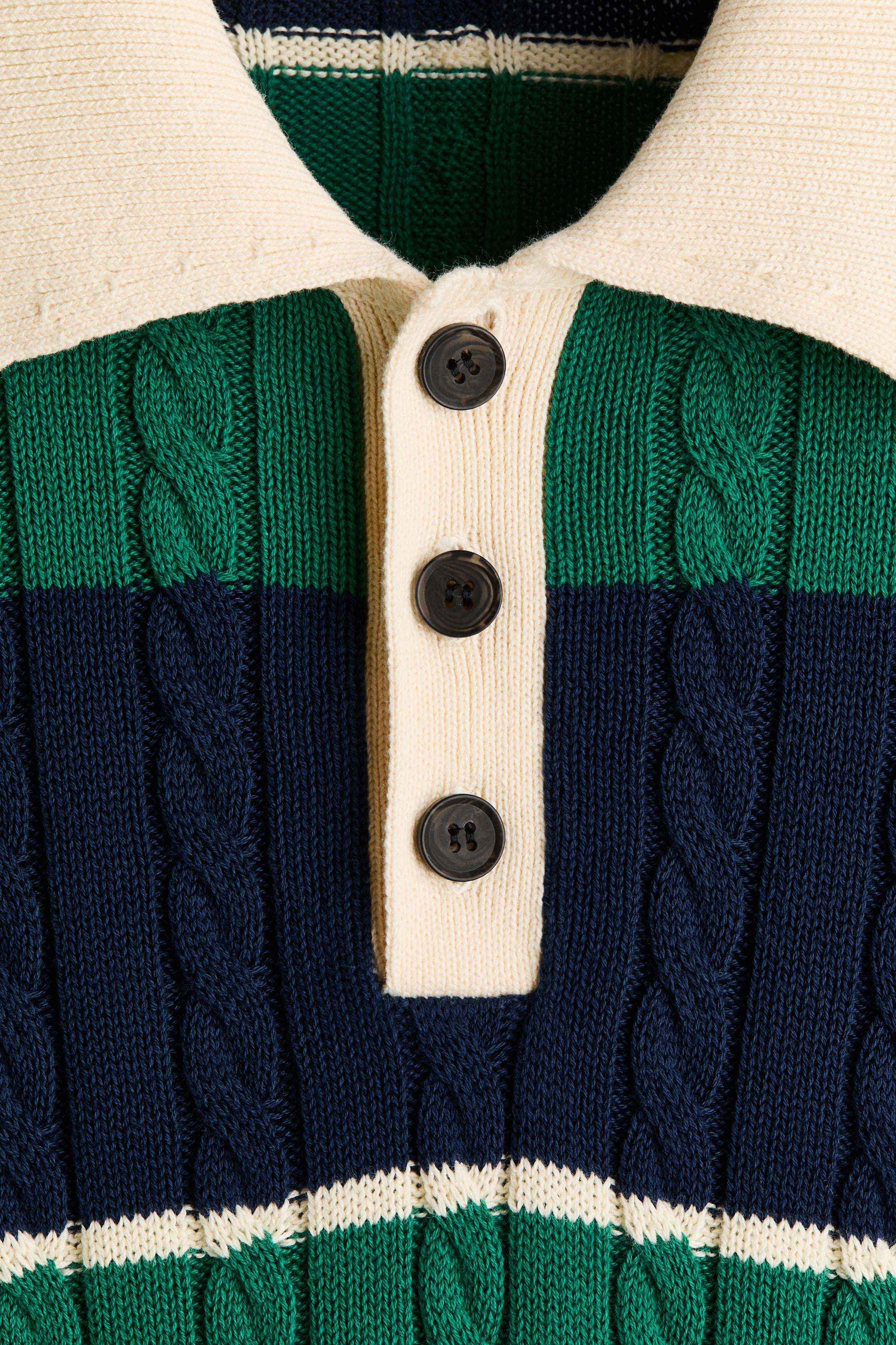 Relaxed-Fit Cable-Knit Polo Shirt