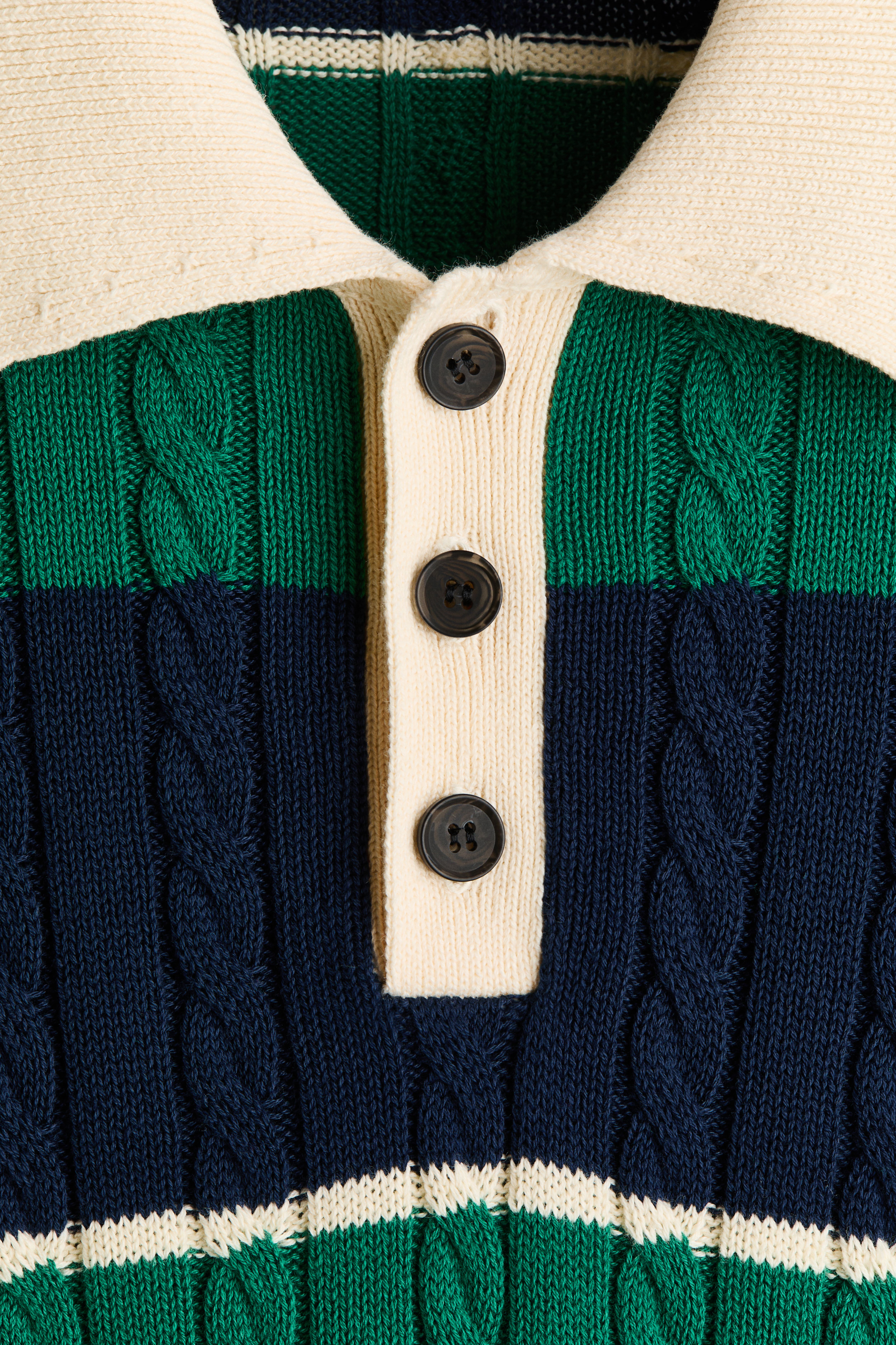 Relaxed-Fit Cable-Knit Polo Shirt
