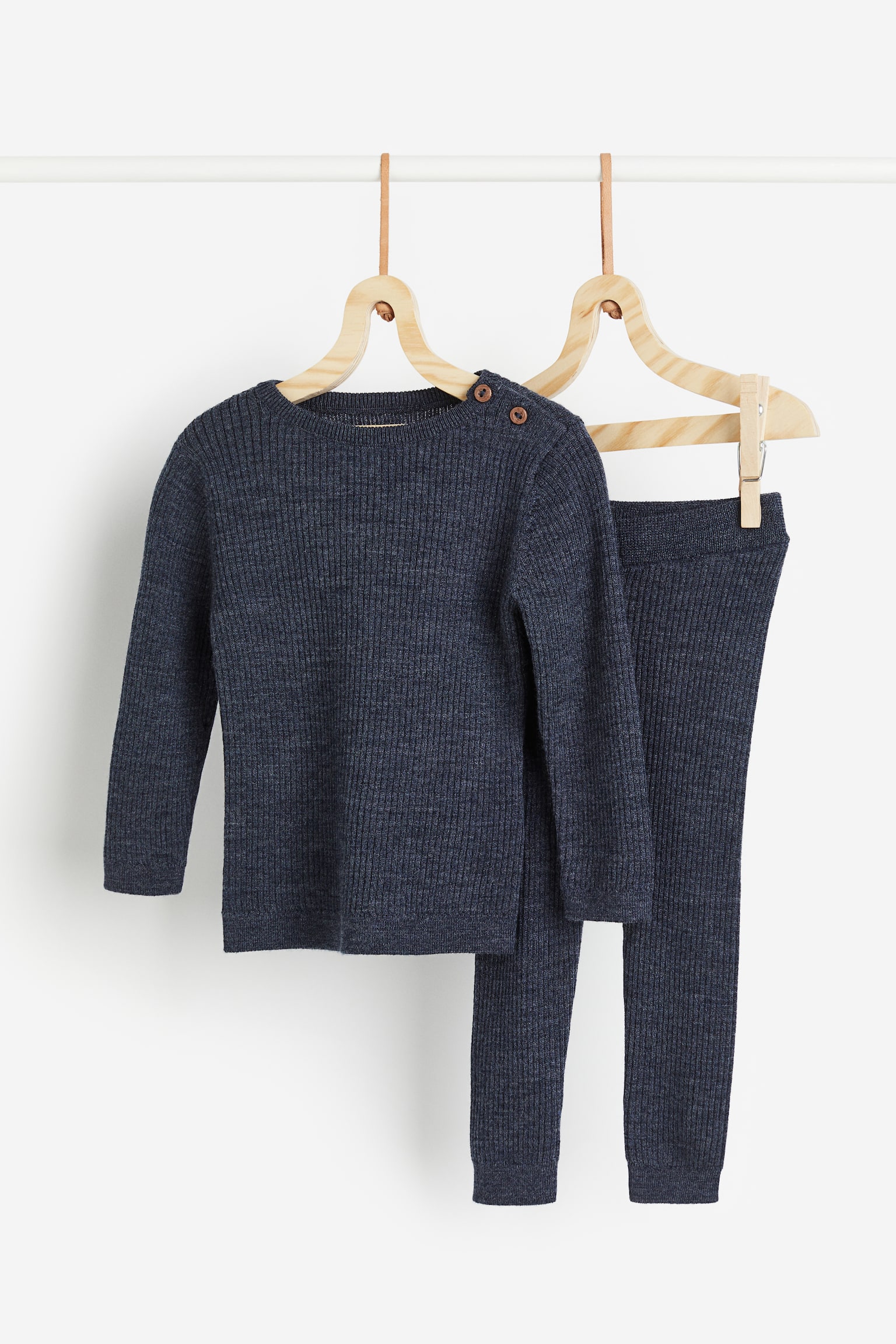 2-piece Merino Wool Set - Dark blue/Grey blue - 1